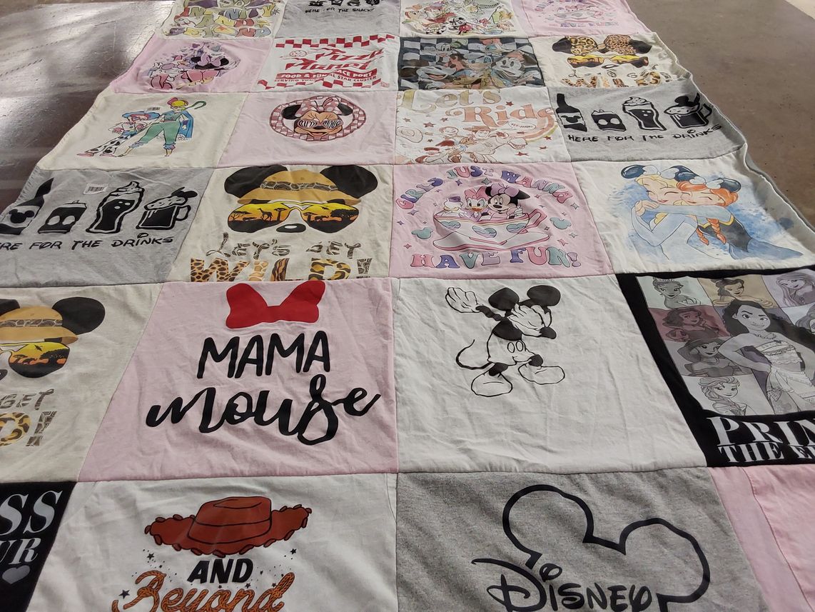 T-shirt quilt with disney, cartoons themes by Kaitlin from NY