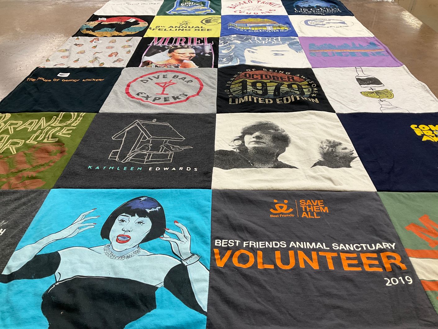 T-shirt quilt with animal welfare, music themes by Eugenio from FL