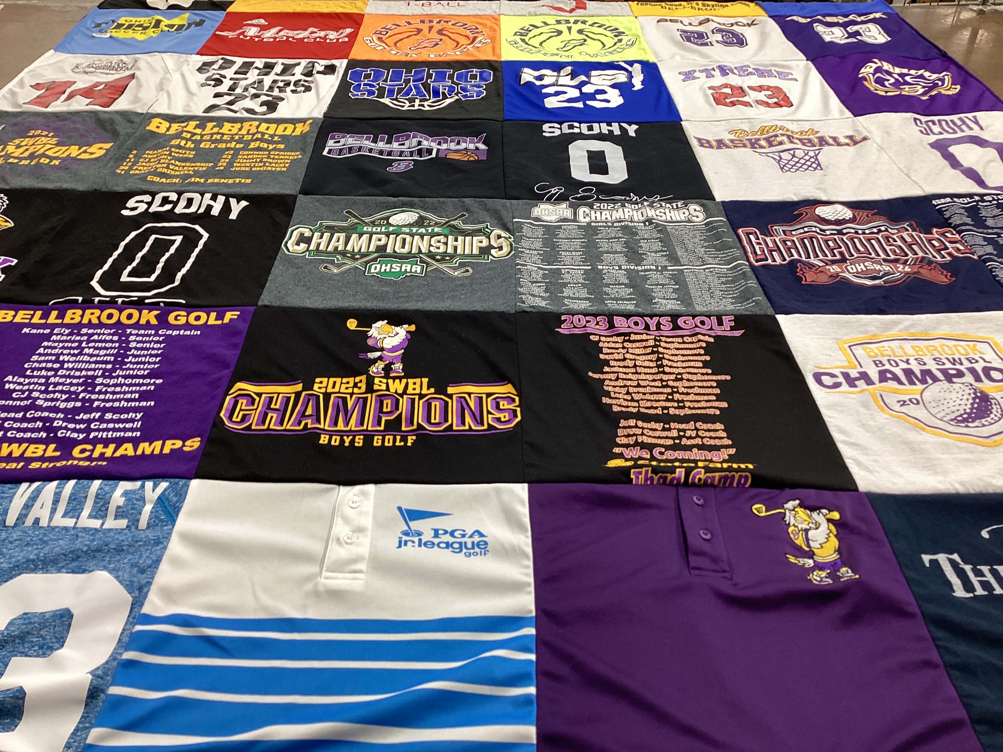 T-shirt quilt featuring bellbrook boys golf, bellbrook basketball by Khris from OH