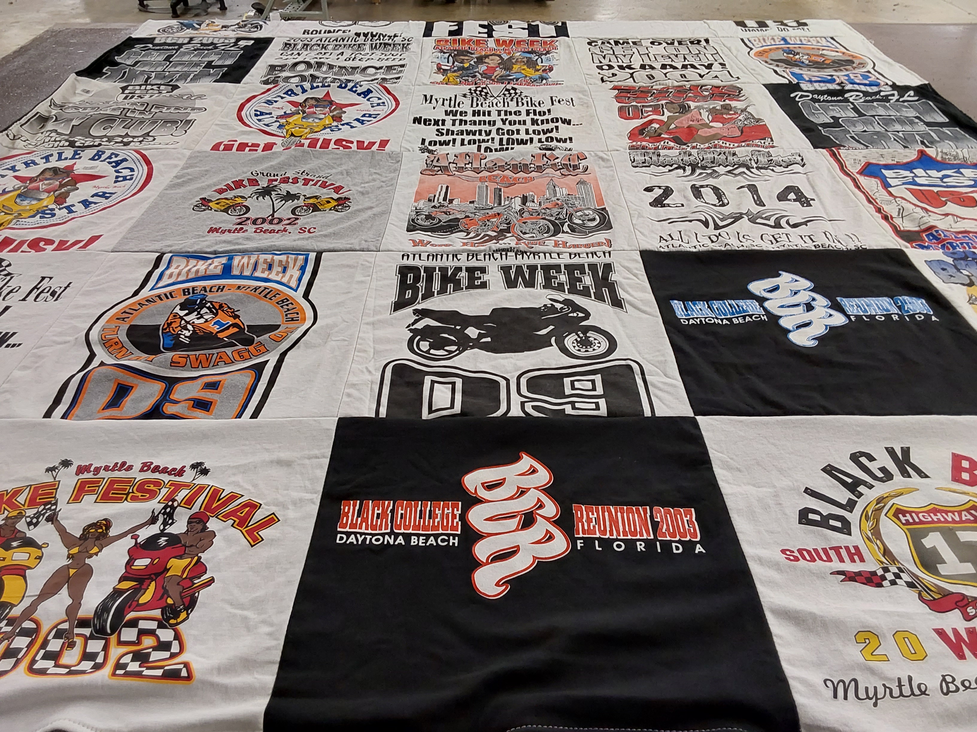 T-shirt quilt with motorcycles, festivals themes by Jesse from SC