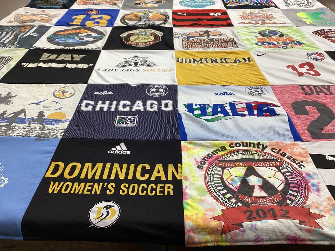 T-shirt quilt featuring dominican women's soccer by Julie from CA