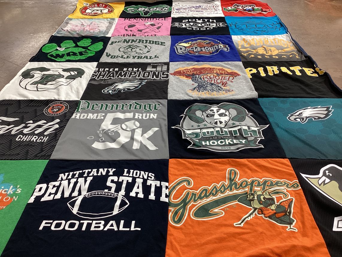 T-shirt quilt featuring pennridge baseball team, south hockey team by Tracy from PA