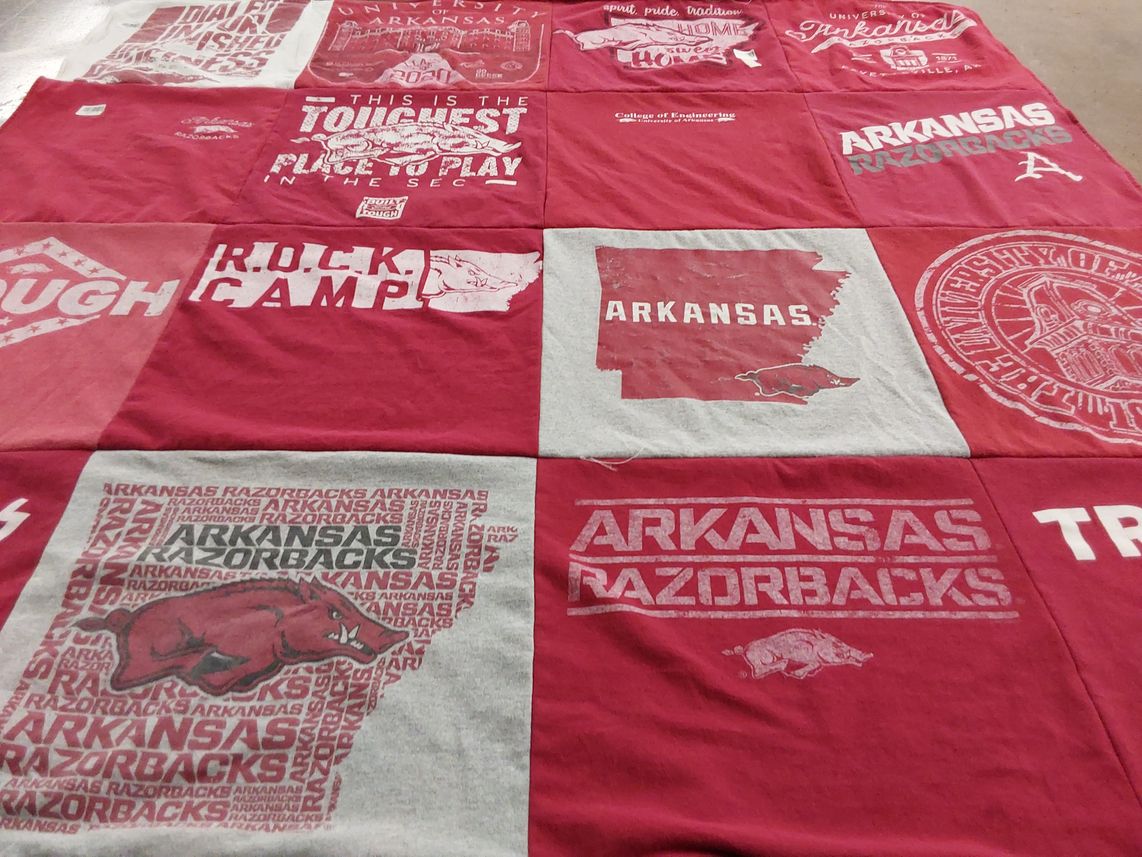 T-shirt quilt featuring university of arkansas razorbacks by Lisa from TX