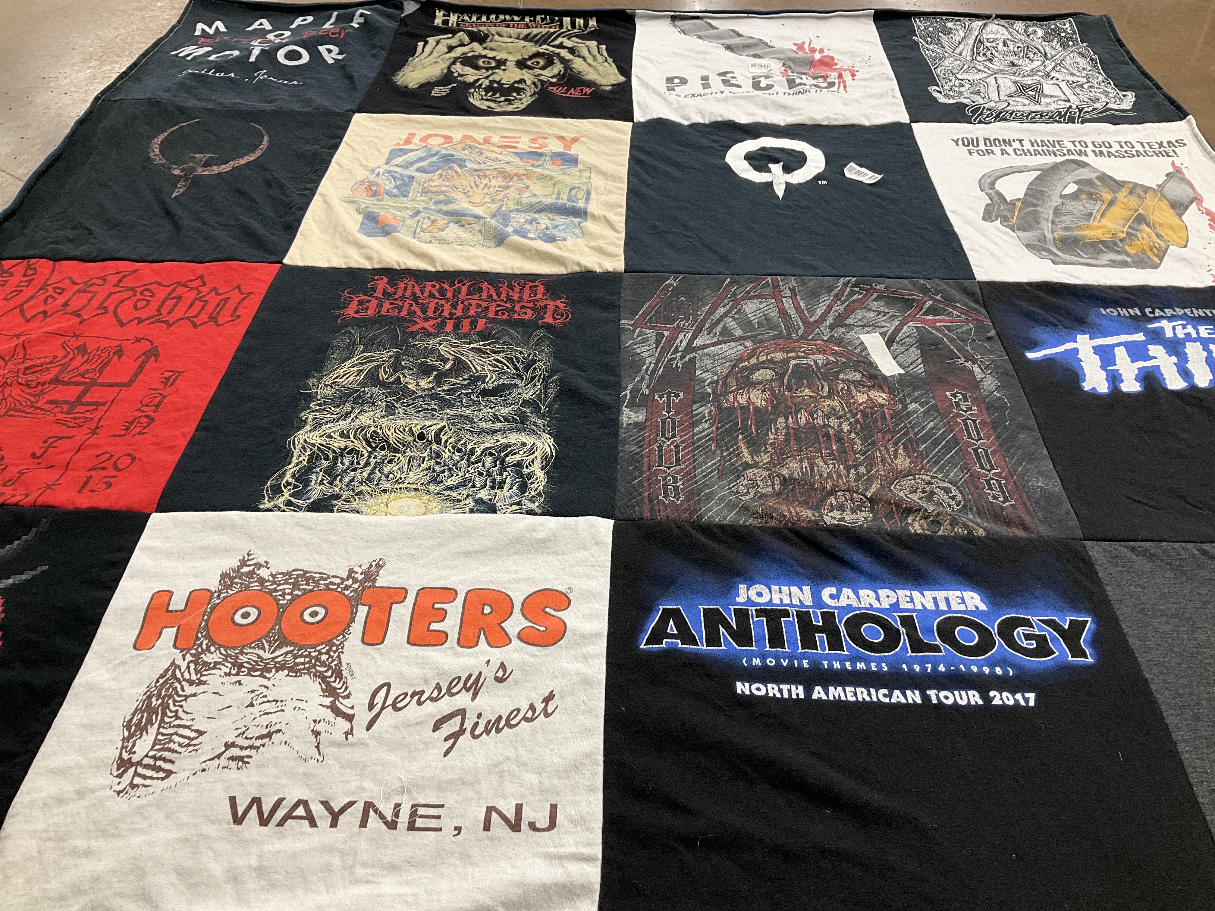 T-shirt quilt with music, movies themes by Rhys from NJ