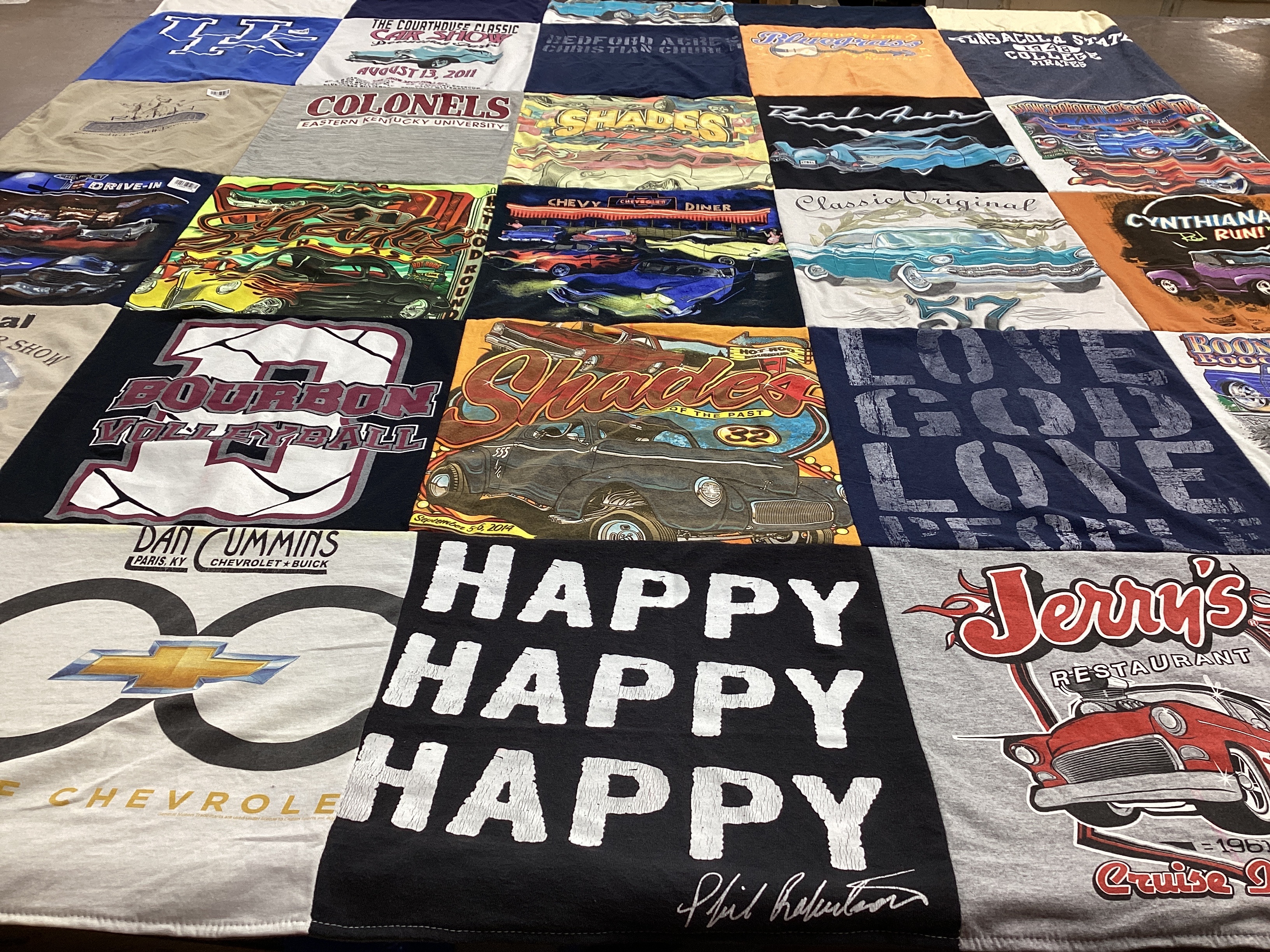 T-shirt quilt with volleyball, cars themes by Allison from KY