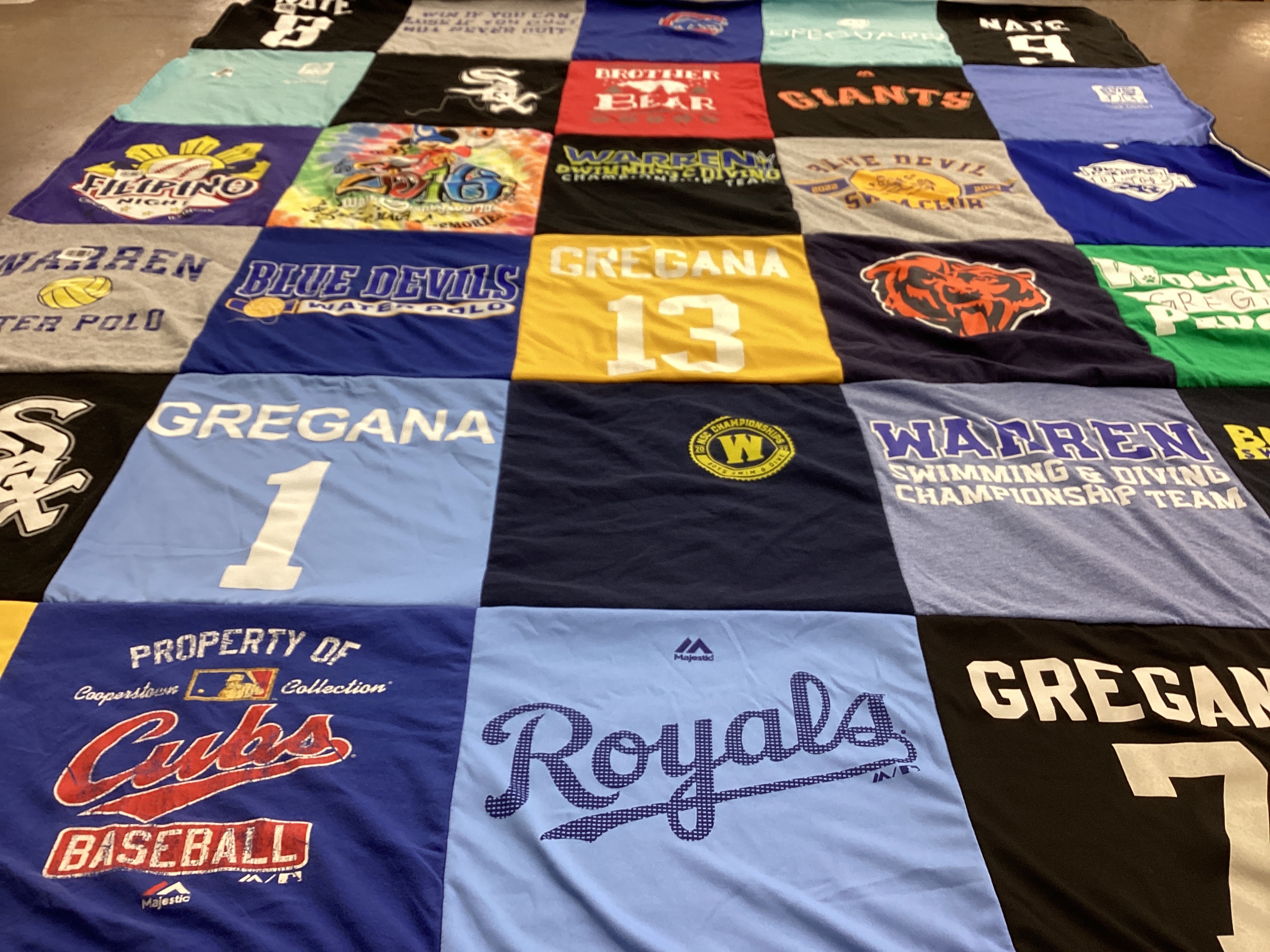 T-shirt quilt featuring cubs baseball, royals baseball by Shehan from IL