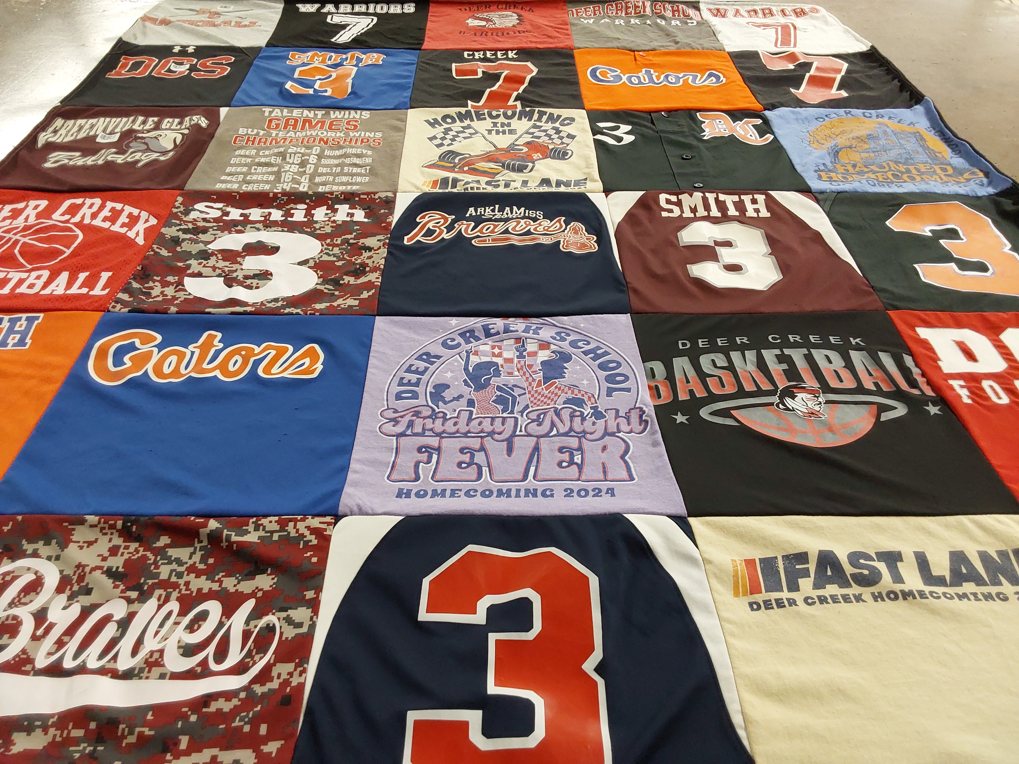 T-shirt quilt featuring gators, braves by Katherine from MS