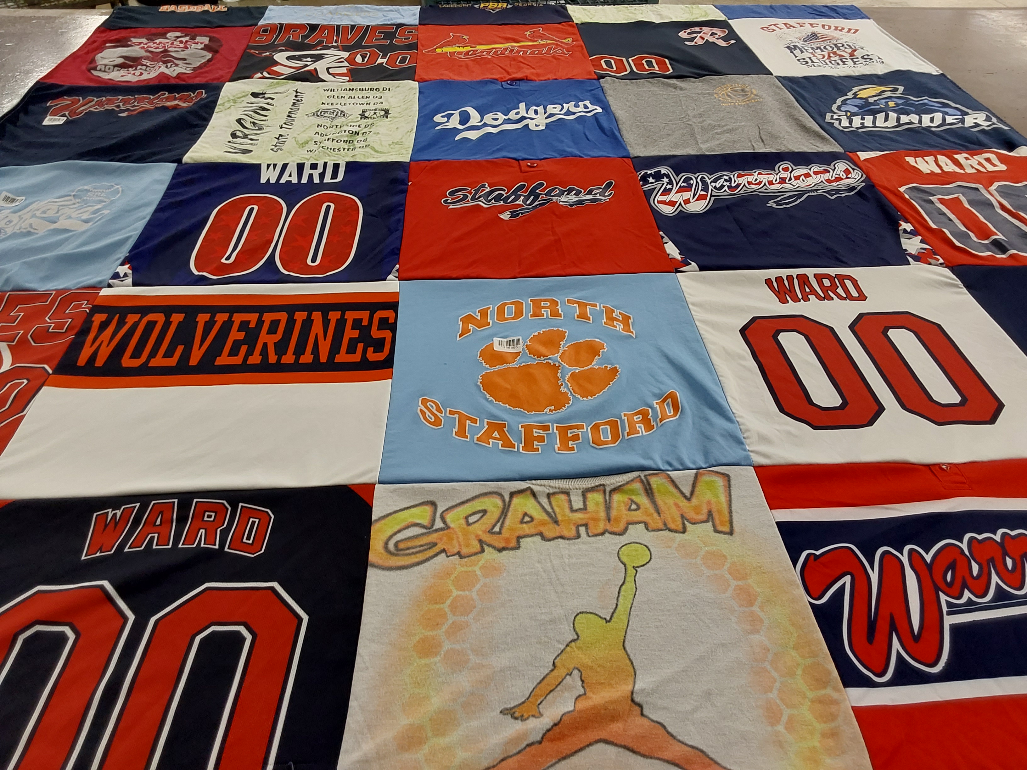 T-shirt quilt featuring braves, dodgers by Heather from VA