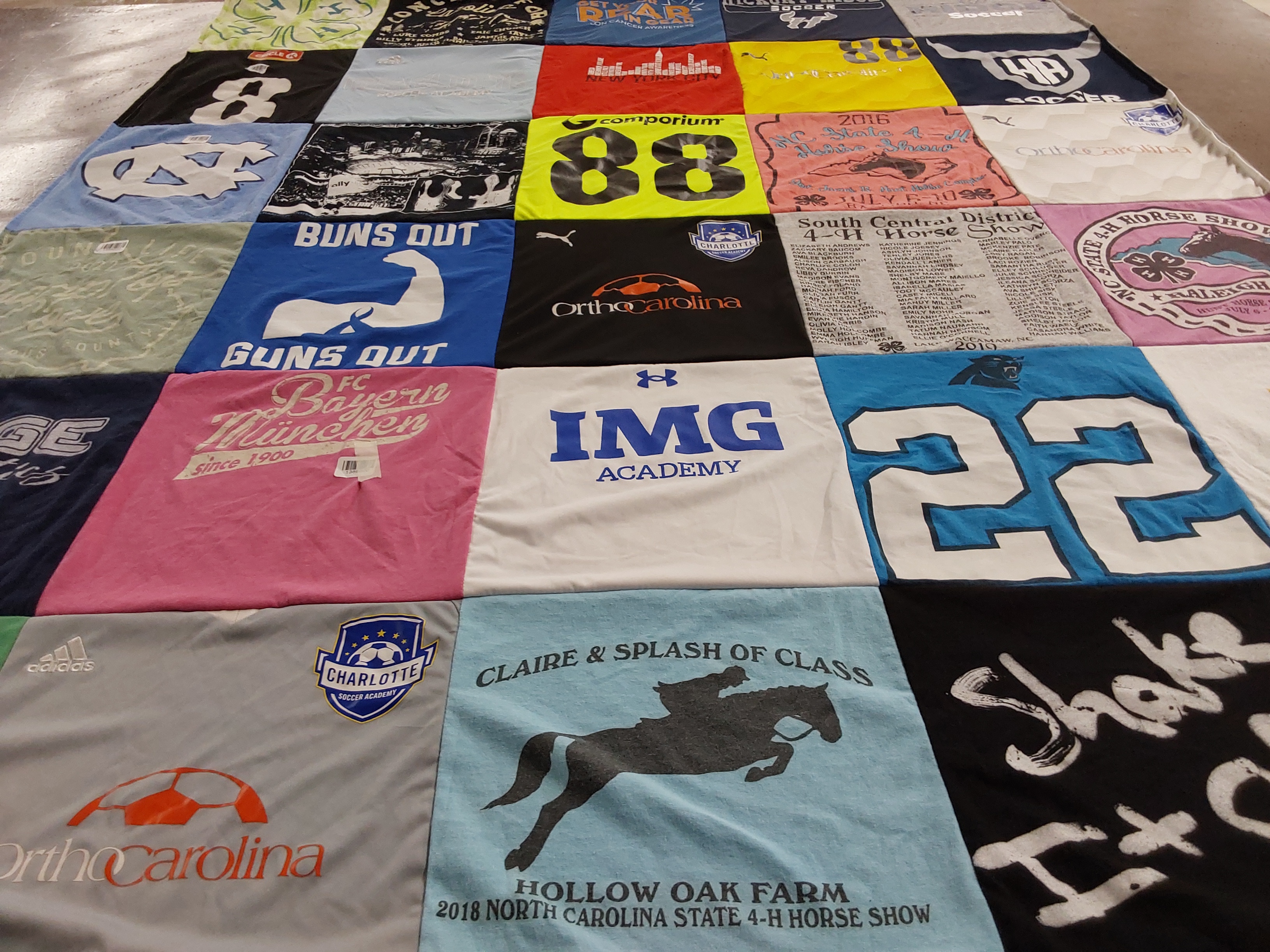 T-shirt quilt featuring charlotte soccer academy, carolina panthers by Jami from NC