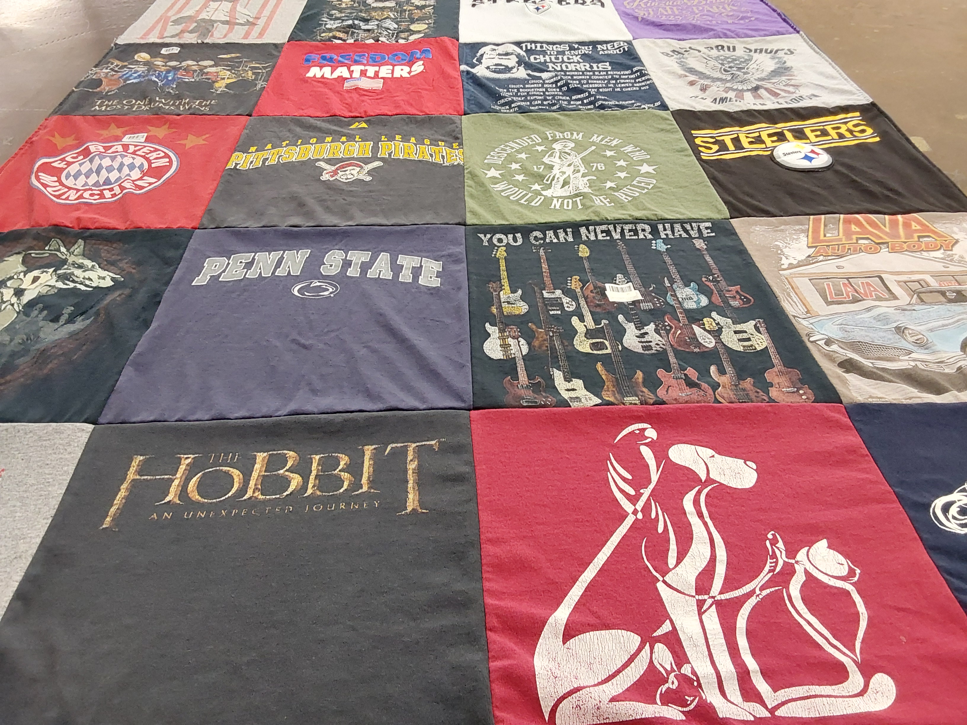 T-shirt quilt featuring pittsburgh pirates, pittsburgh steelers by Cindy L from NJ