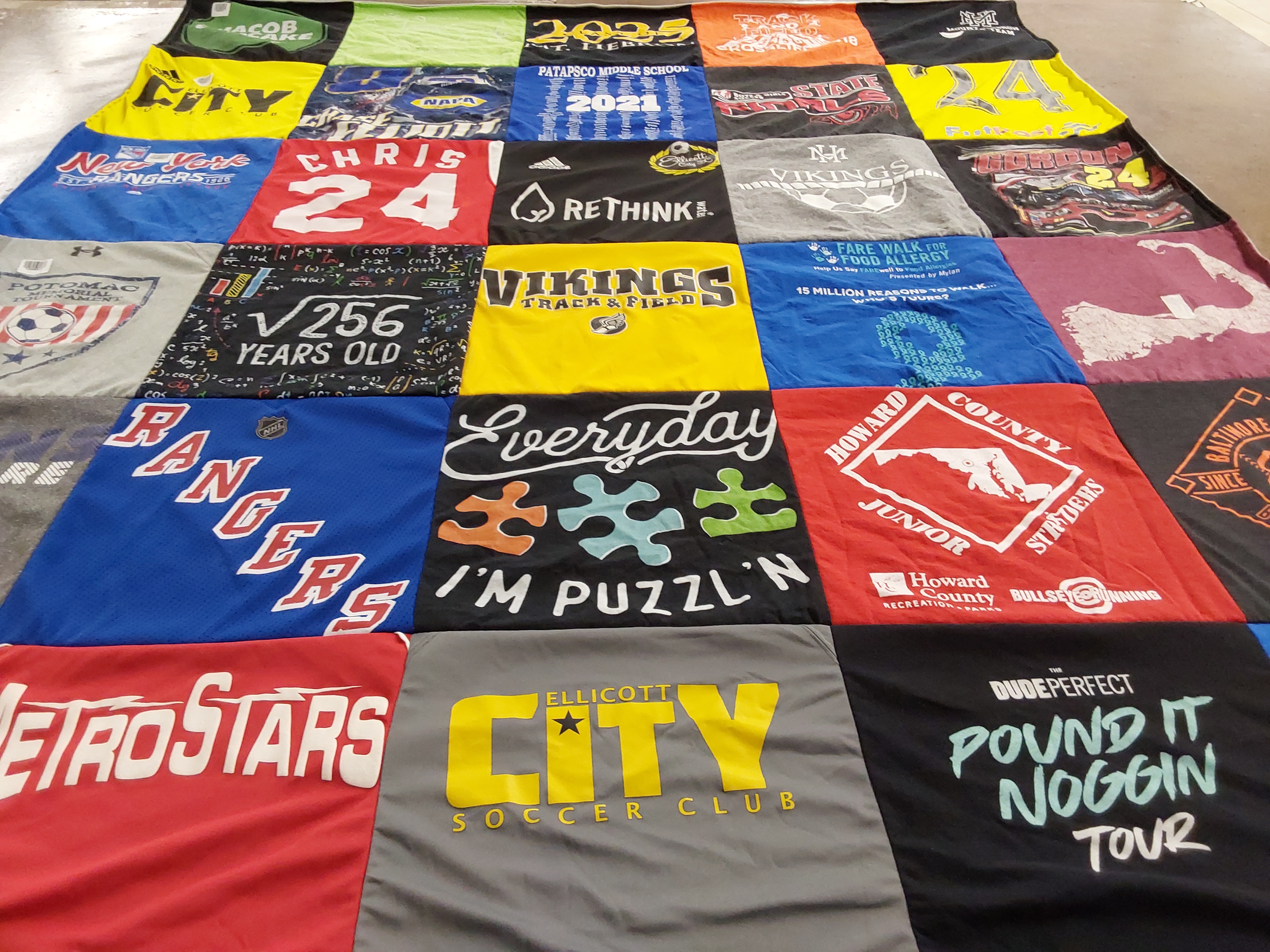 T-shirt quilt featuring metro stars, new york rangers by Susan from MD