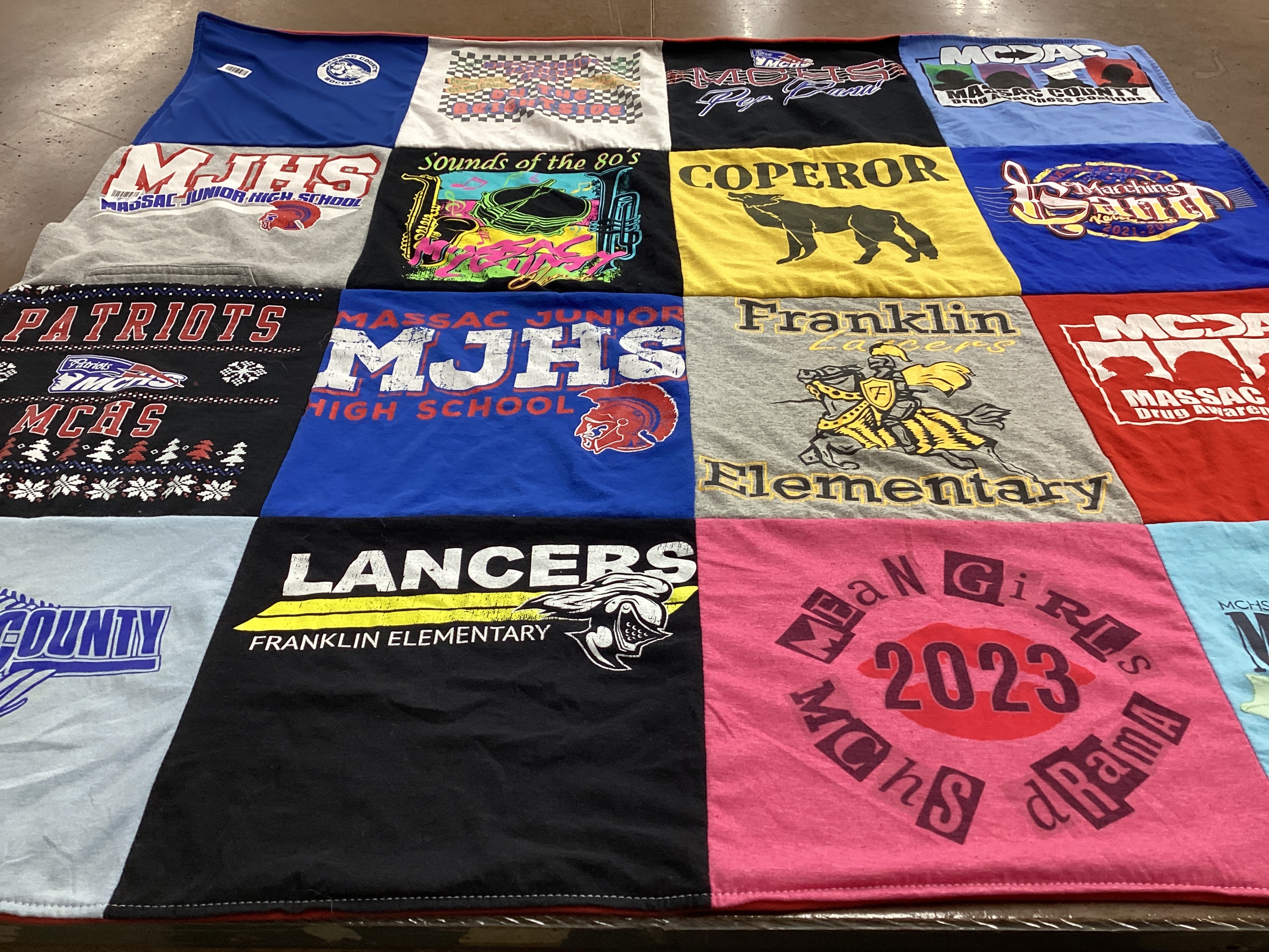 T-shirt quilt from massac junior high school, franklin elementary by Natalie from IL