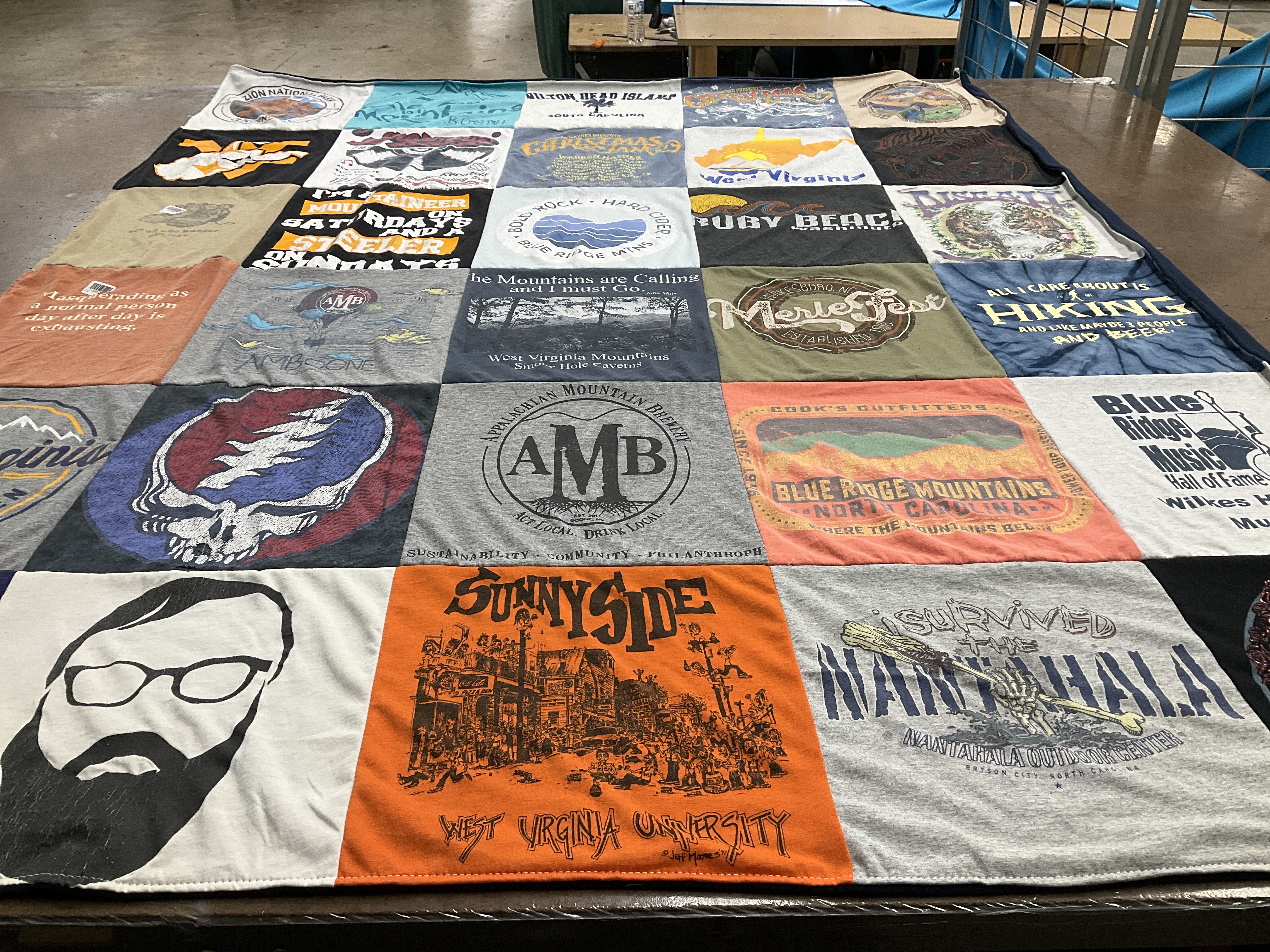 T-shirt quilt from west virginia university by Theodore from NC