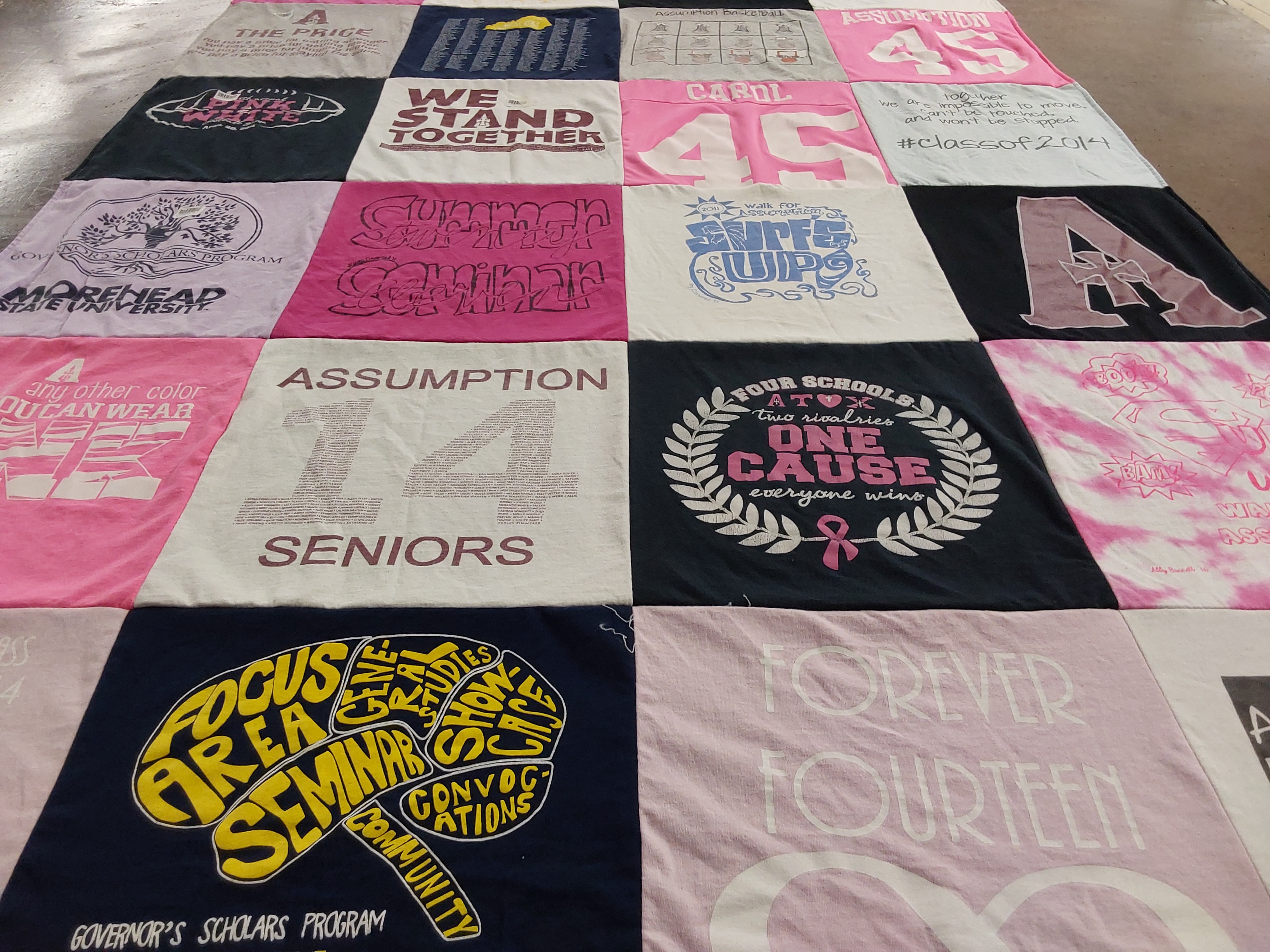 T-shirt quilt featuring assumption high school basketball by Rebecca from KY