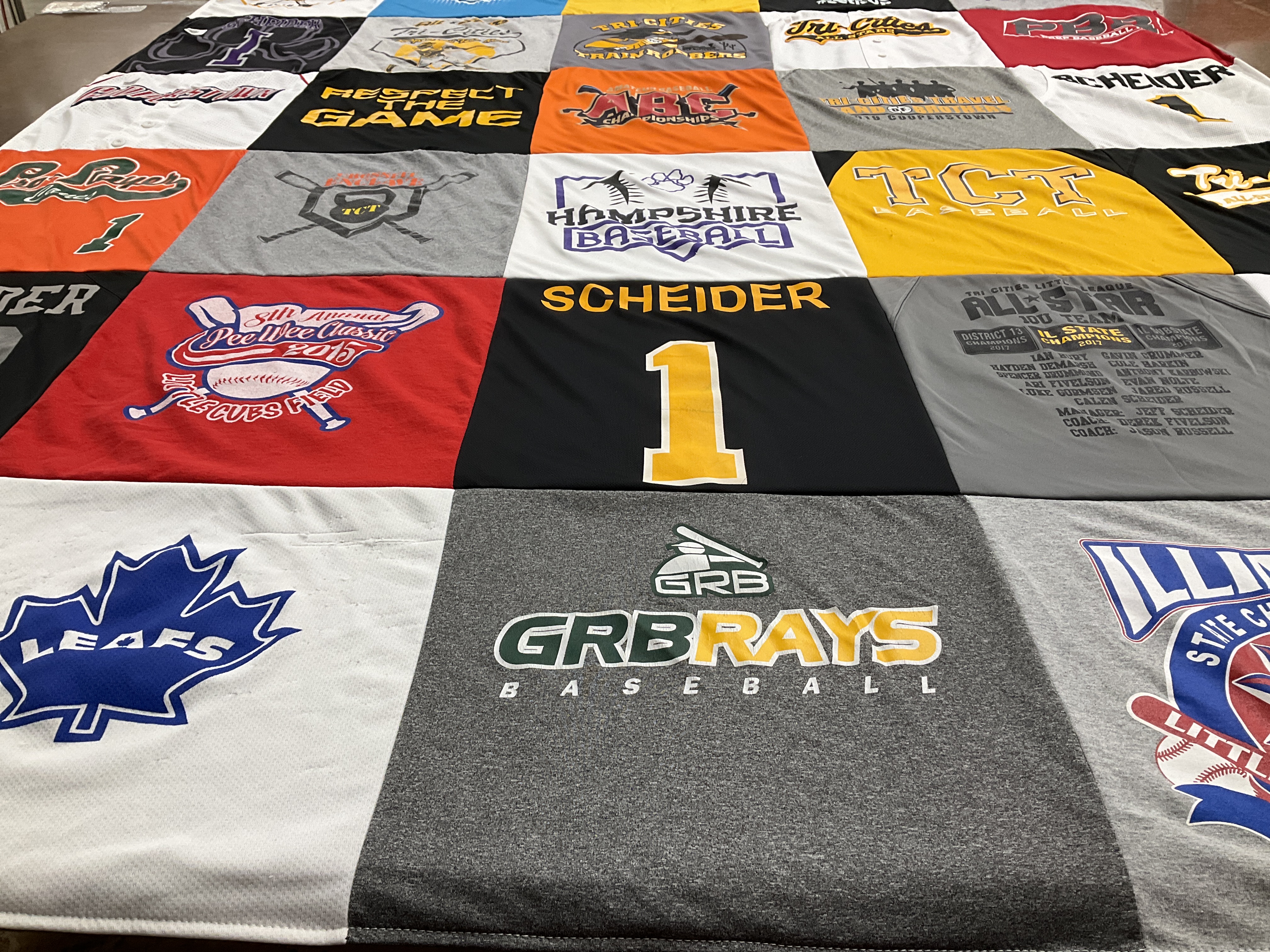 T-shirt quilt featuring tri cities baseball, leafs by Shawna from IL