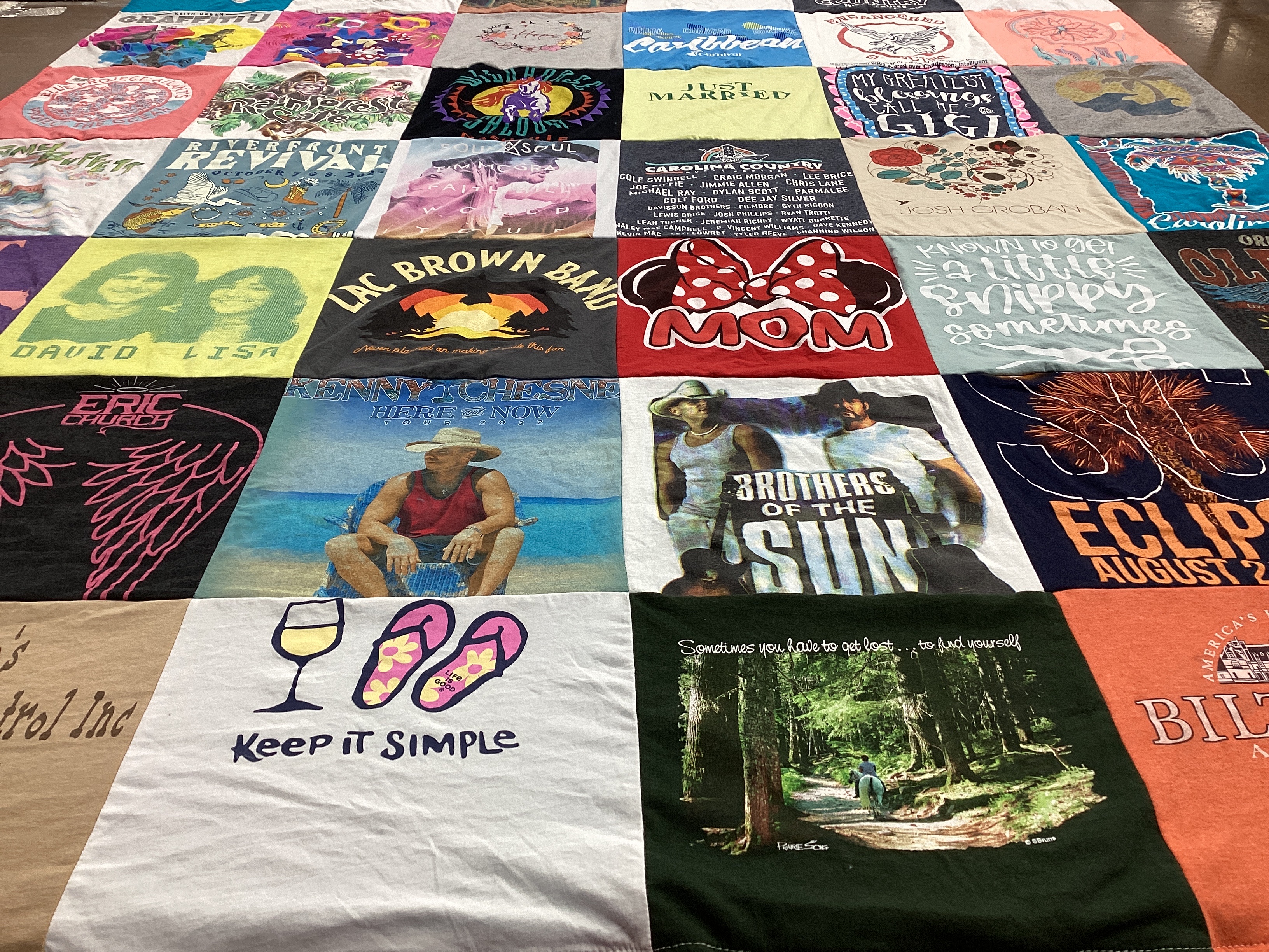 T-shirt quilt with music, outdoors themes by Lisa from SC