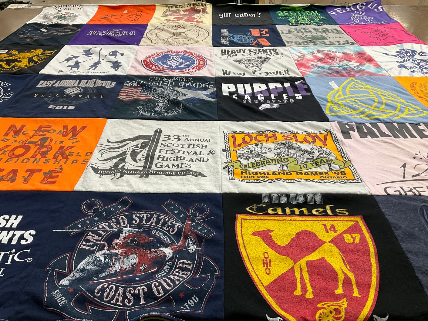 T-shirt quilt with sports, volleyball themes by Sherry from NY