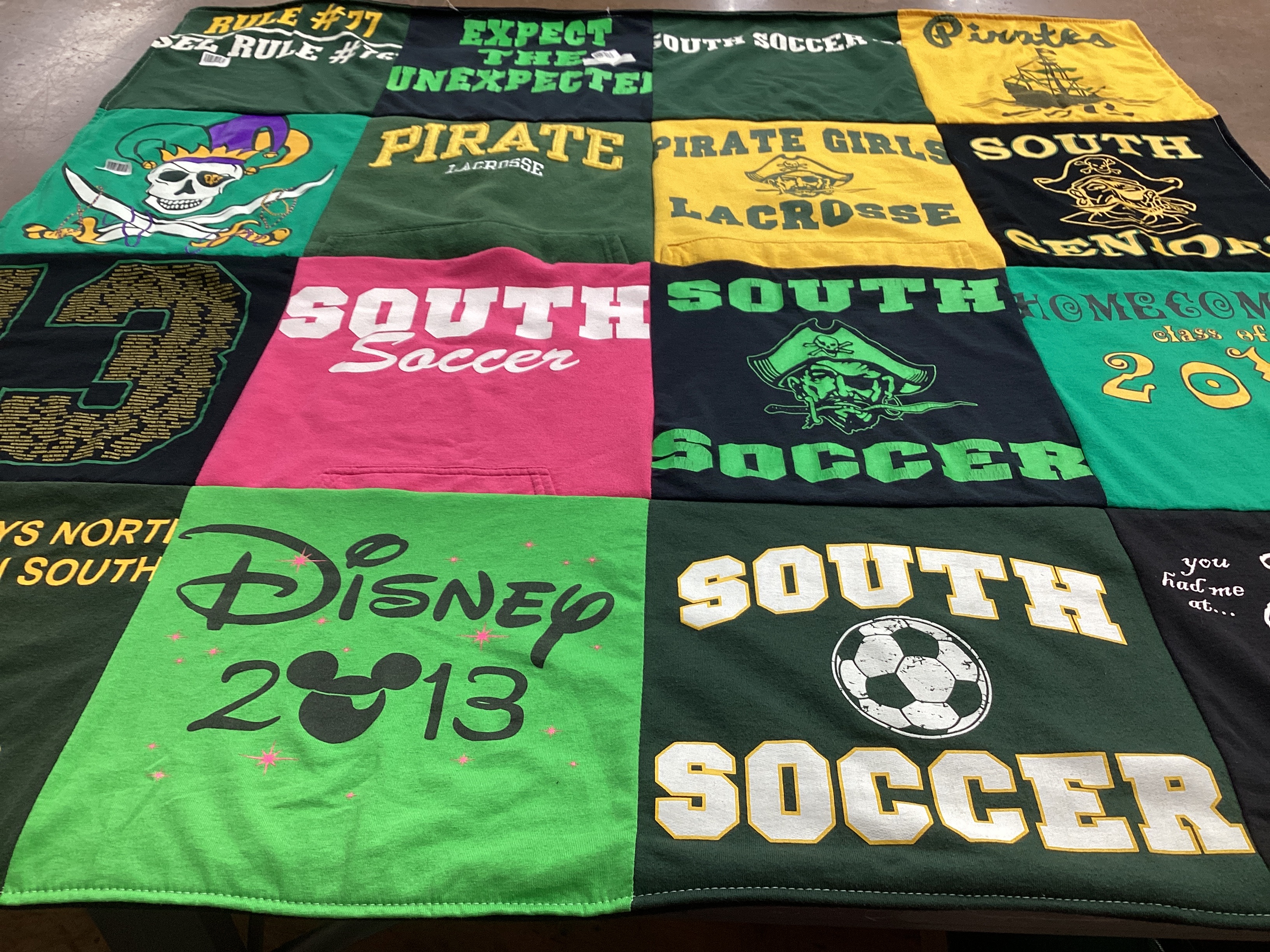 T-shirt quilt featuring south soccer by Joanna from TX