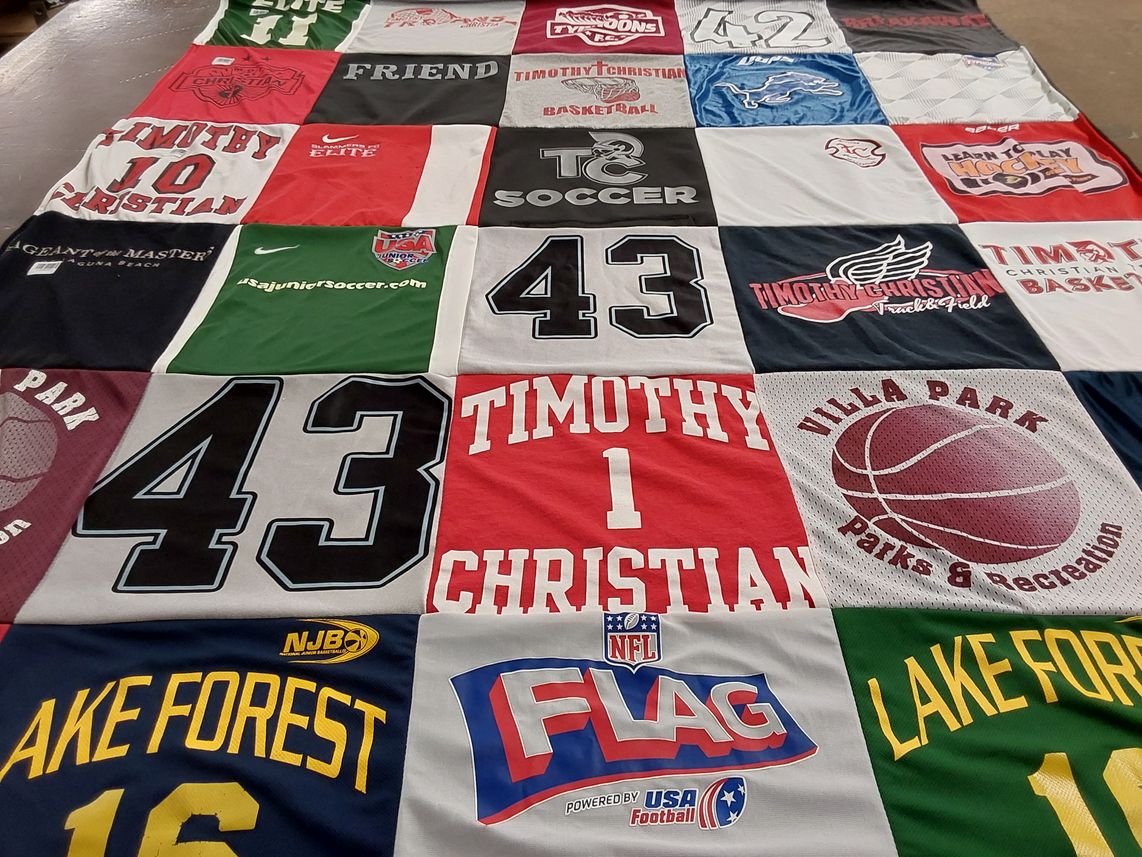 T-shirt quilt featuring lake forest college basketball team, timothy christian basketball team by Laura from IL