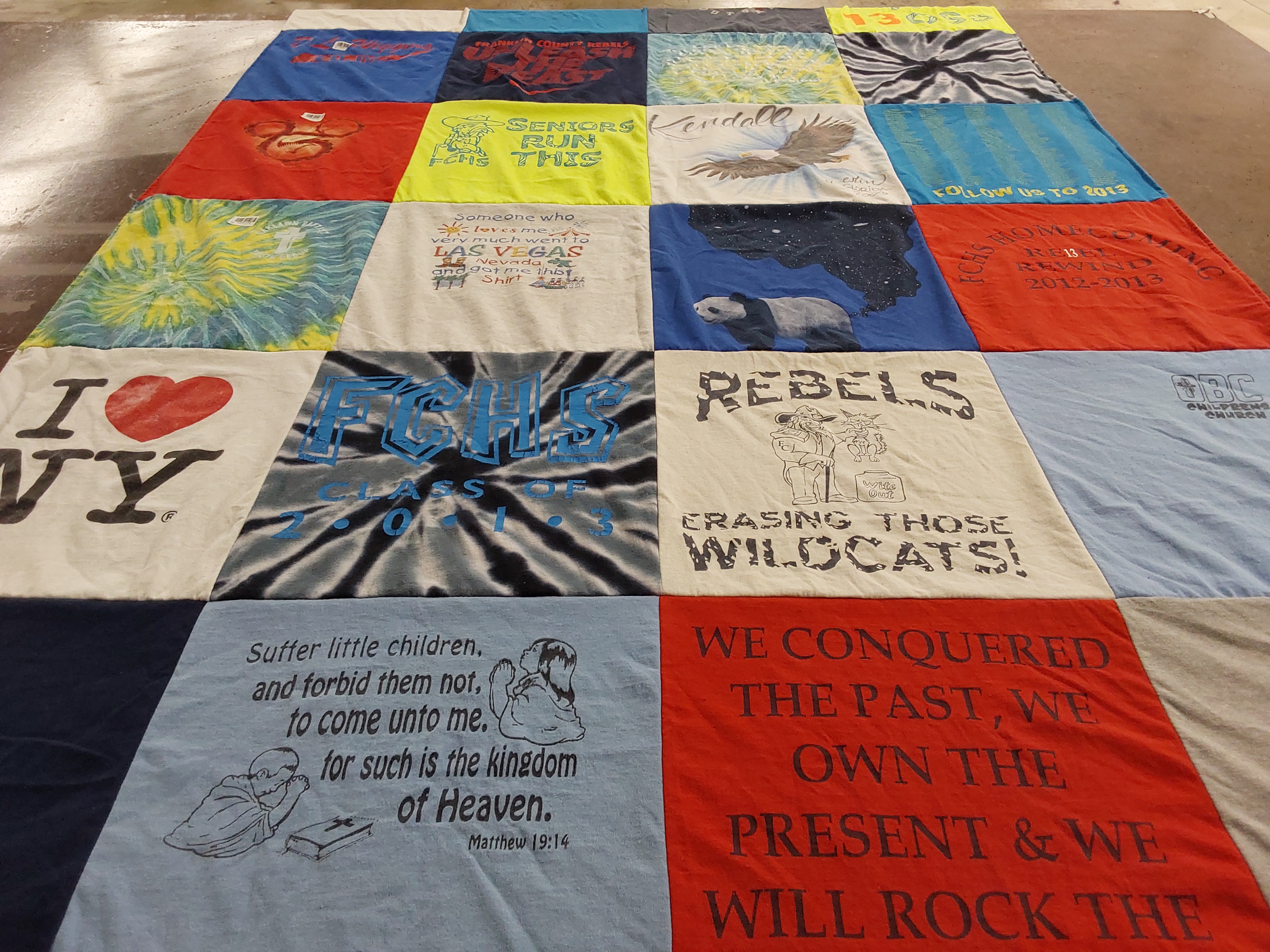 T-shirt quilt from fchs high school by Kristi from TN