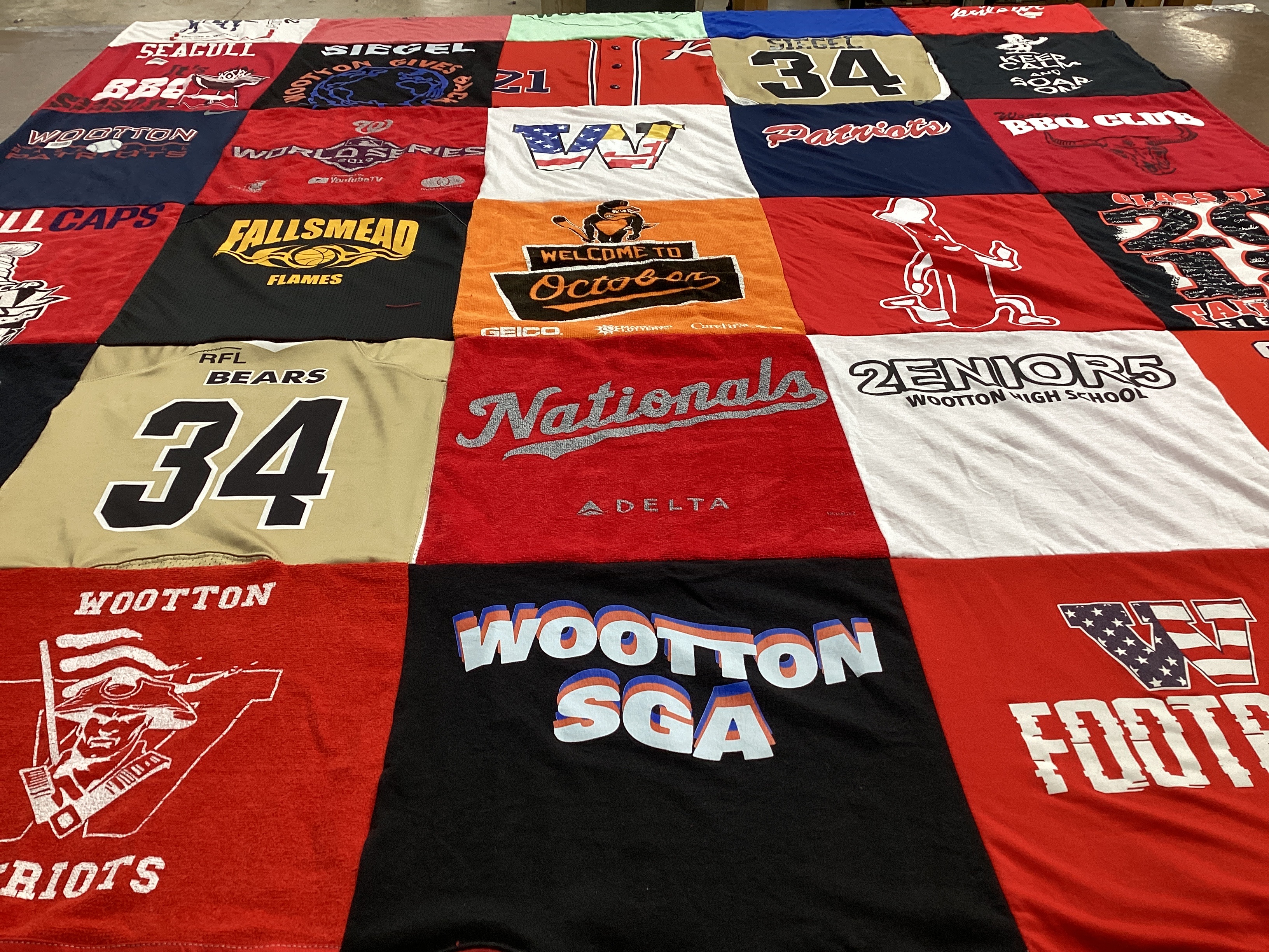 T-shirt quilt featuring rfl bears, wootton patriots by Allison from MD