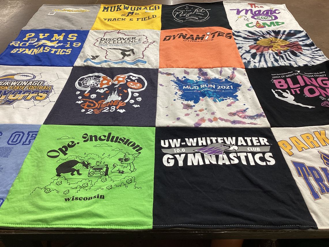 T-shirt quilt featuring mukwonago track and field, mukwonago state football by Lisa from WI