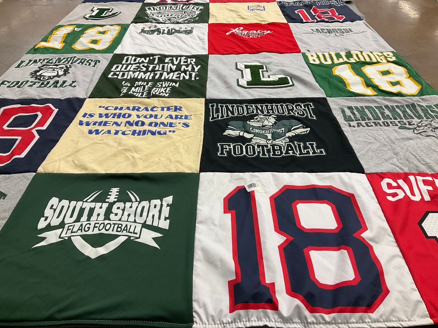 T-shirt quilt featuring lindenhurst football, lindenhurst lacrosse by Karen from NY
