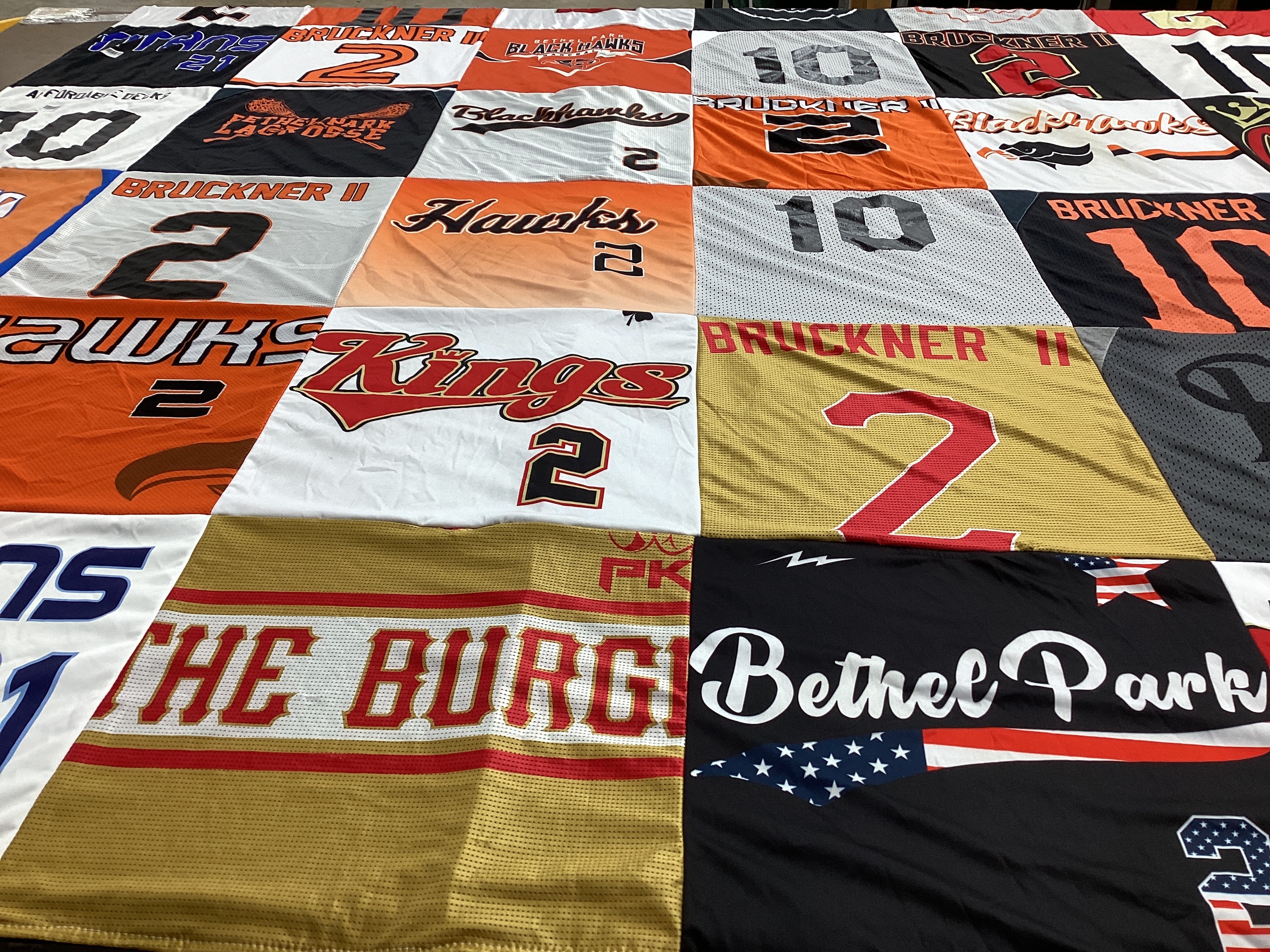 T-shirt quilt featuring bethel park high school football team, bethel park high school lacrosse team by Linda from PA