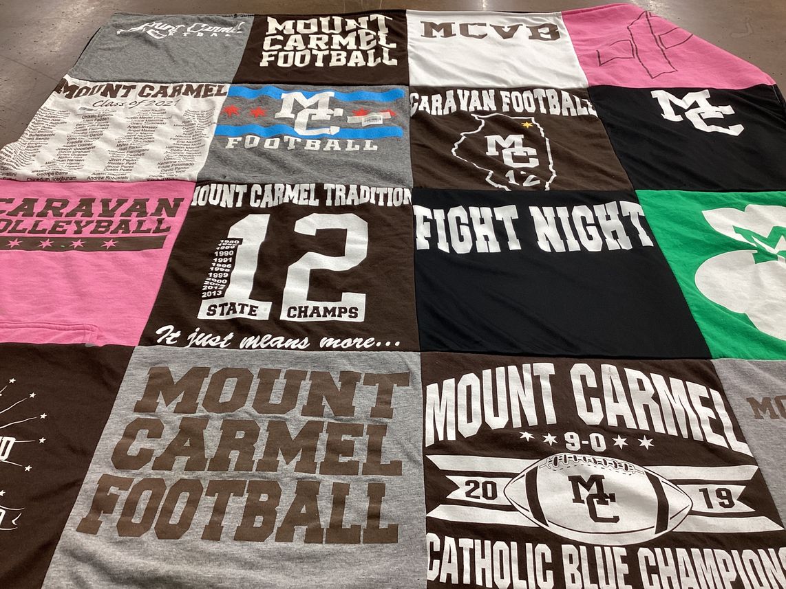 T-shirt quilt featuring mount carmel football by Carrie from IL