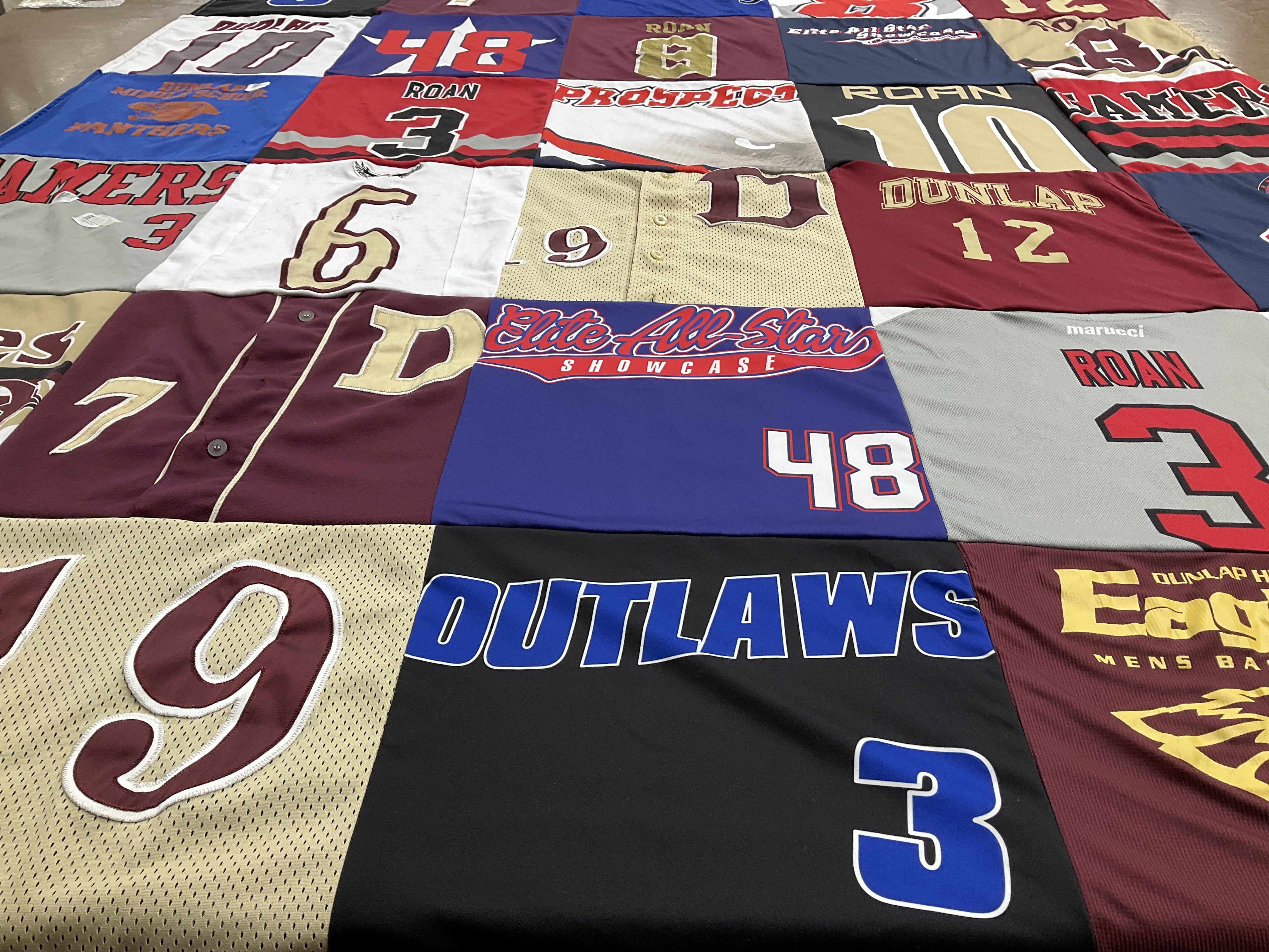 T-shirt quilt featuring lakers, hunters by Amanda from IL