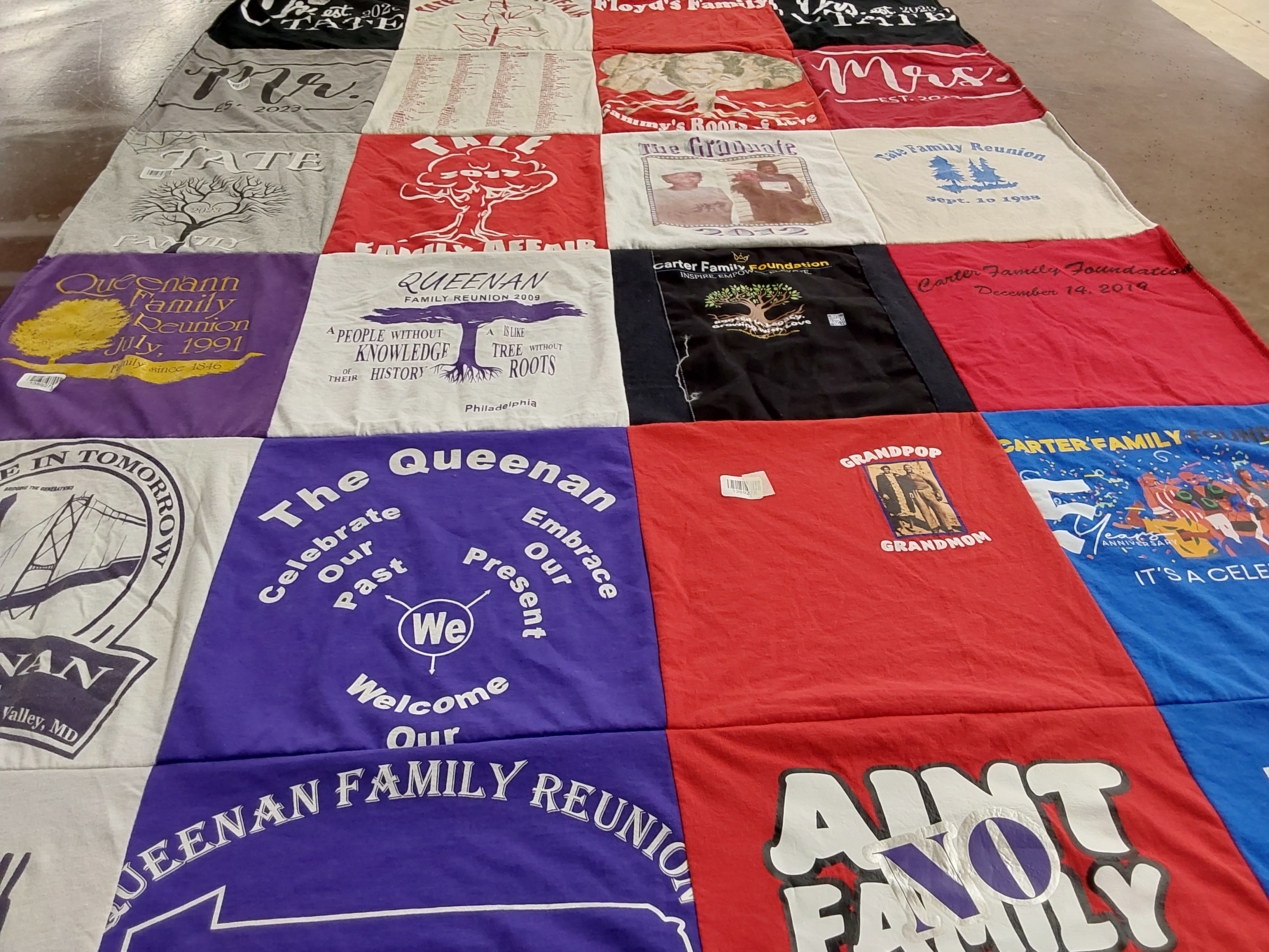 T-shirt quilt with family reunions, heritage themes by Nikola from NJ