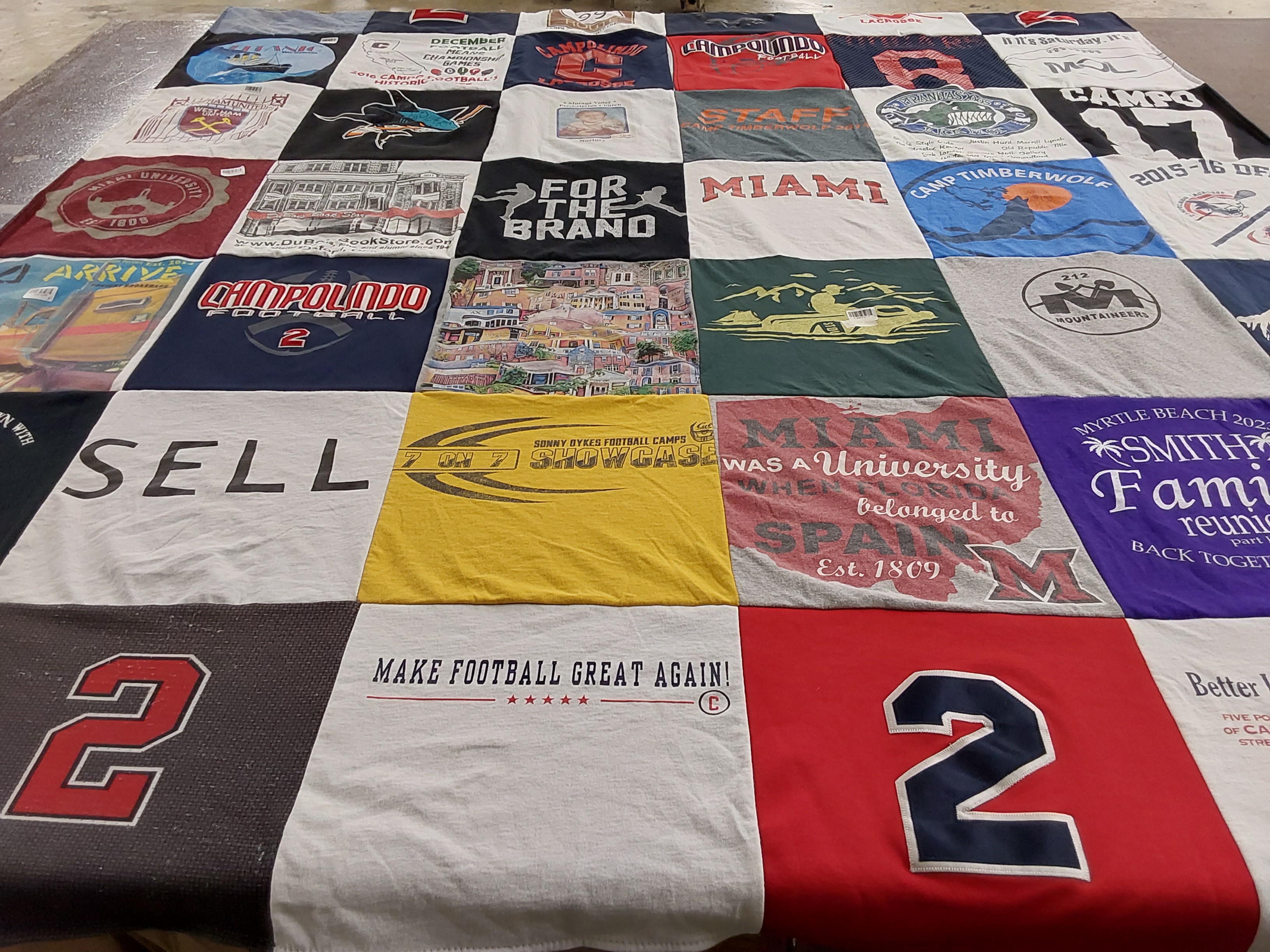 T-shirt quilt featuring champo lingo football by Brett from CA