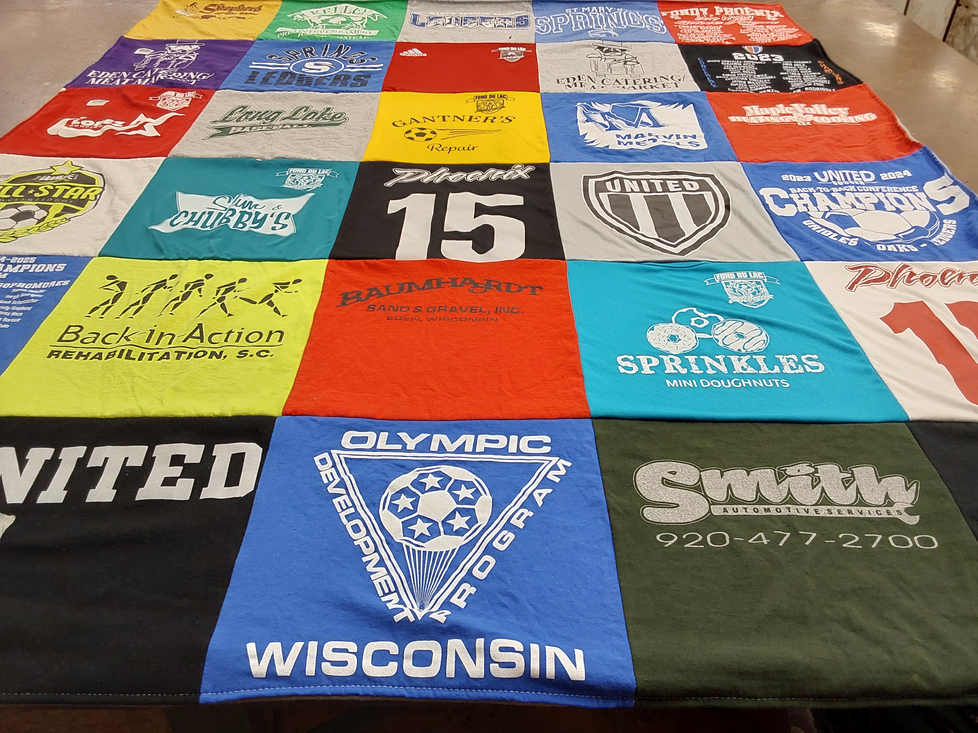 T-shirt quilt featuring united soccer club by Sarah from WI