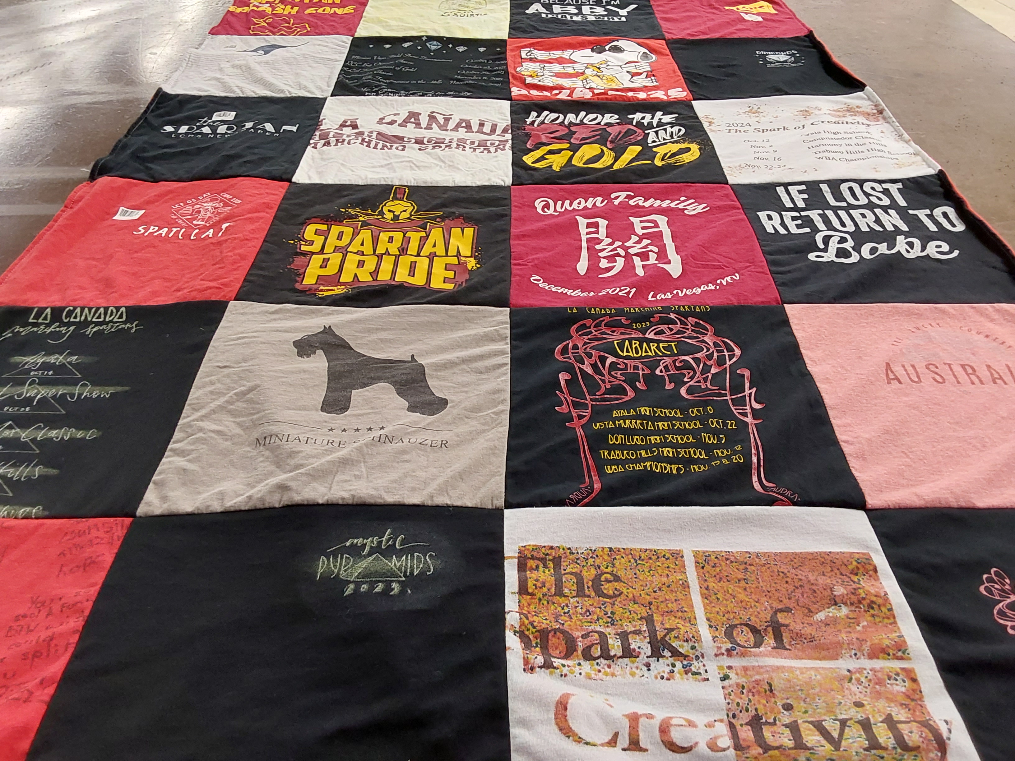 T-shirt quilt featuring spartan high school by Patricia from CA