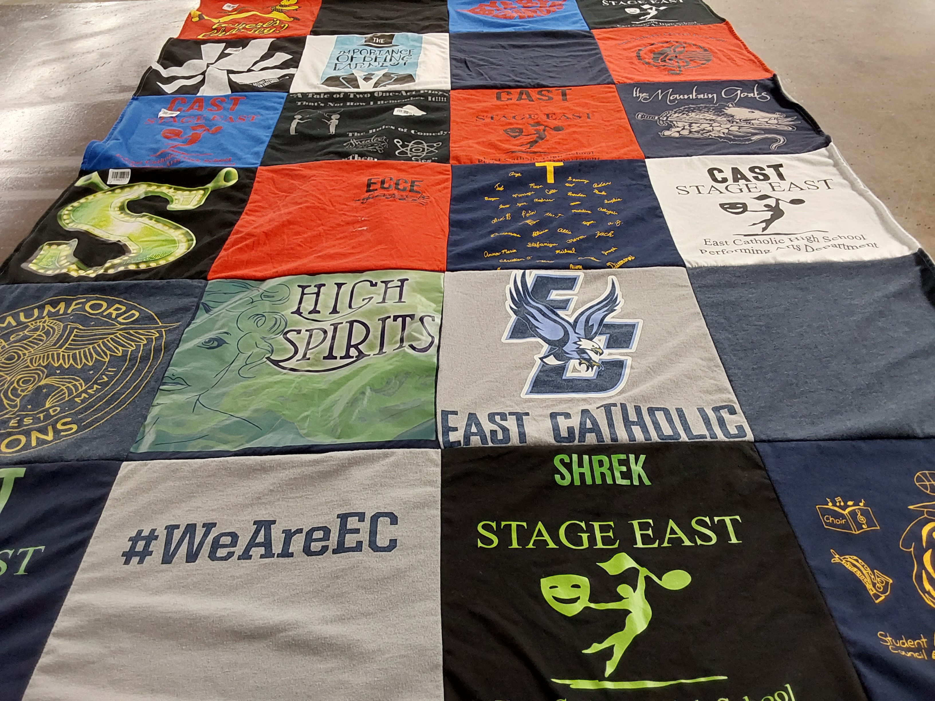 T-shirt quilt from east catholic high school by Mary from CT