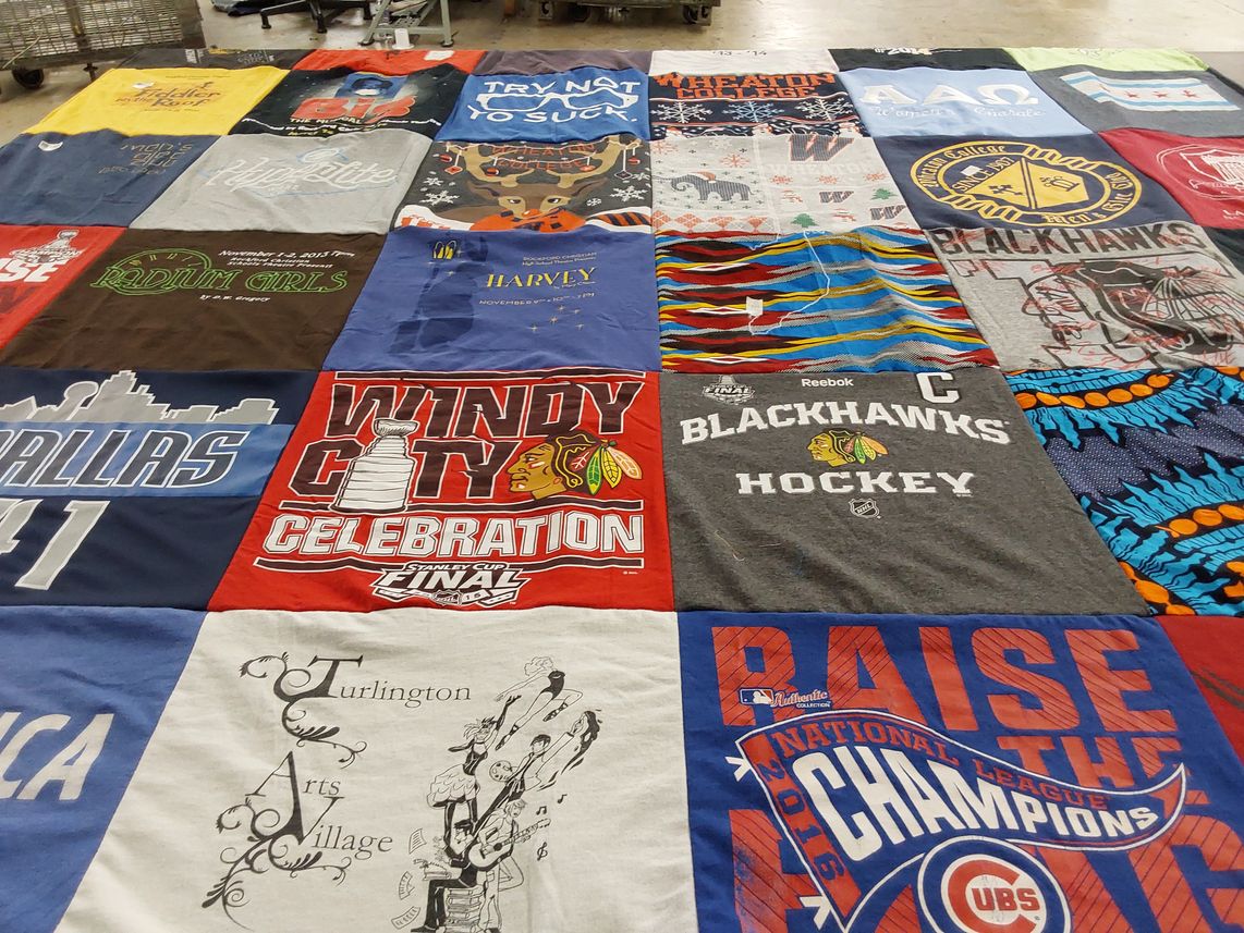 T-shirt quilt featuring chicago blackhawks, chicago cubs by Sarah from NC