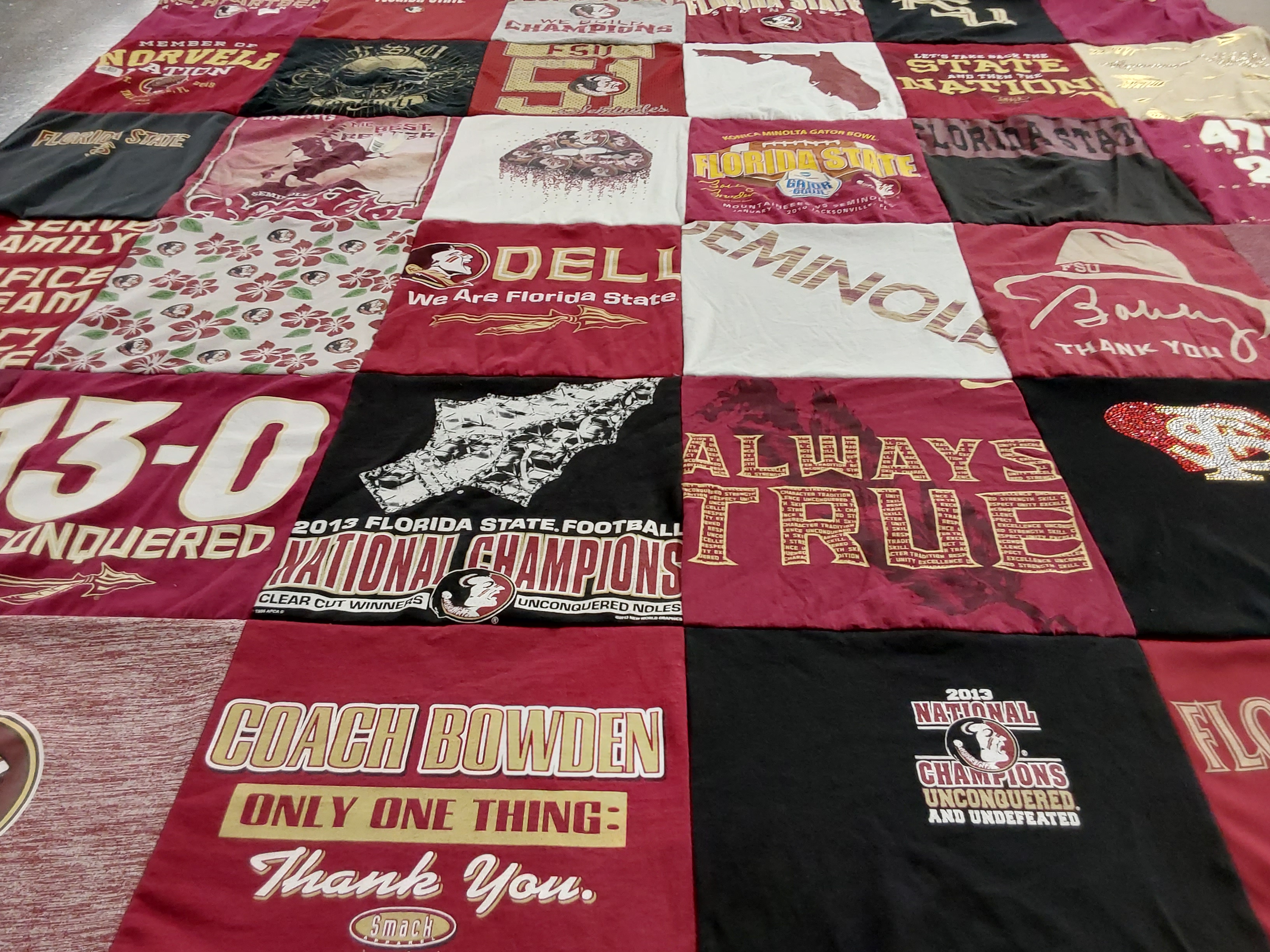 T-shirt quilt featuring florida state university football by Jane from FL