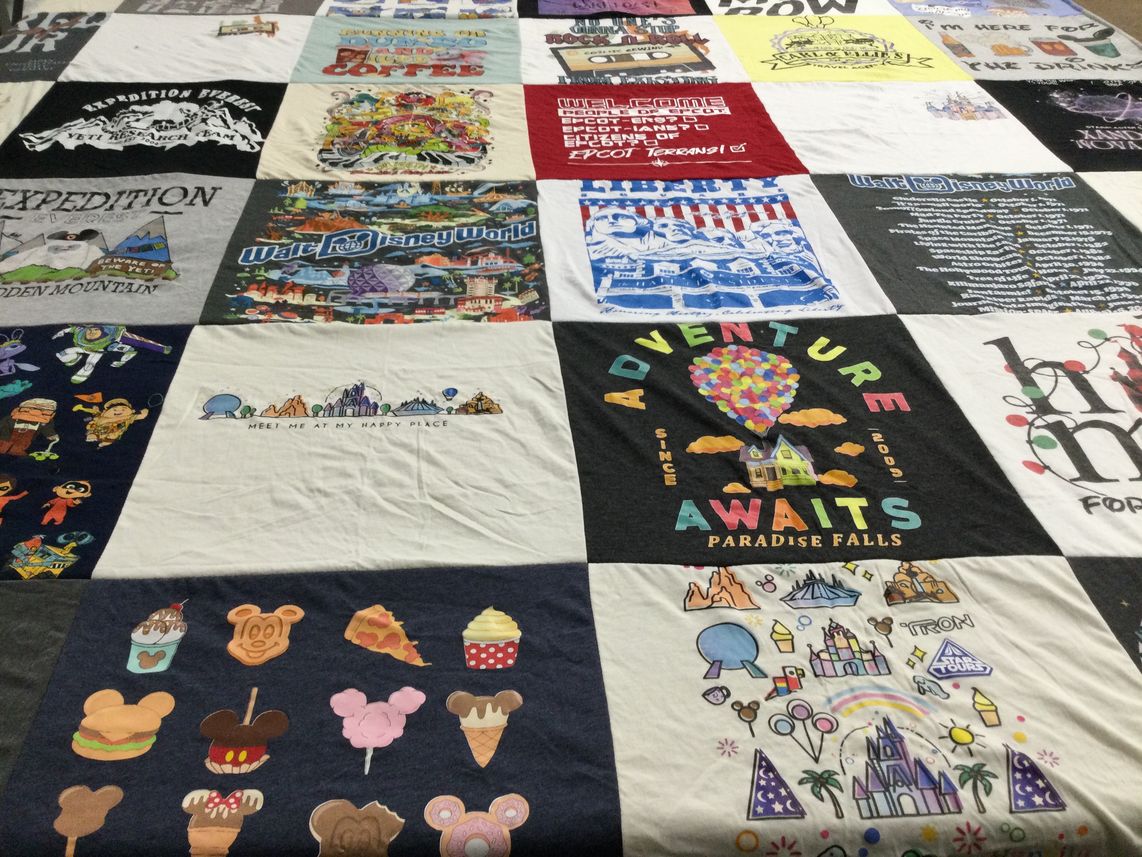 T-shirt quilt with theme parks, disney themes by KELLY from PA