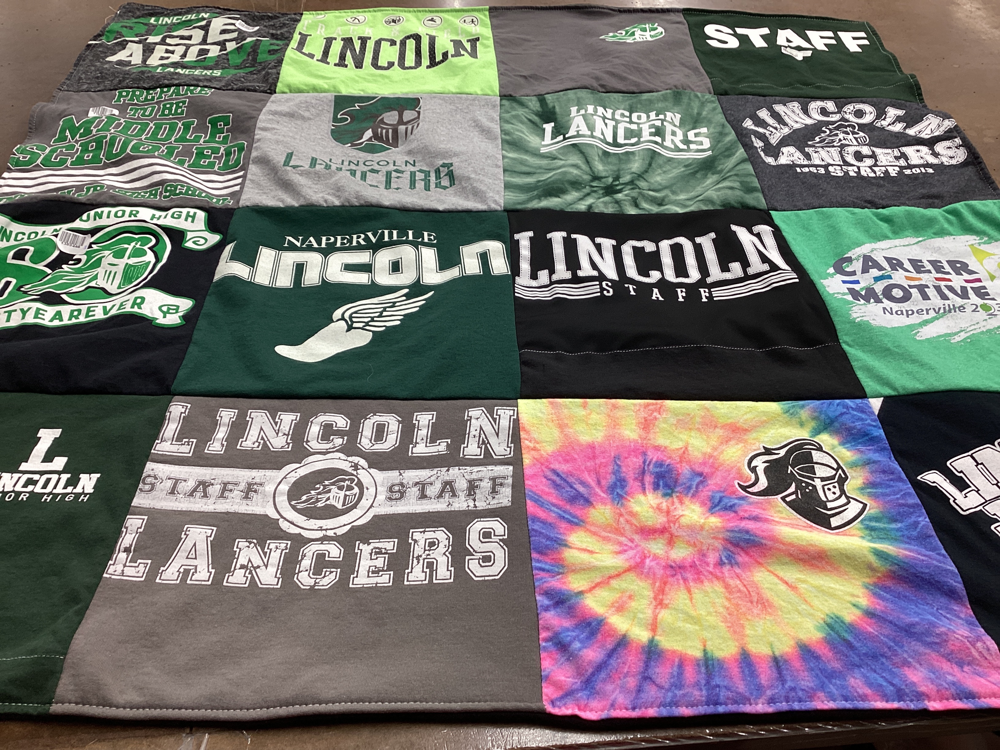 T-shirt quilt featuring lincoln lancers by Kristen from IL