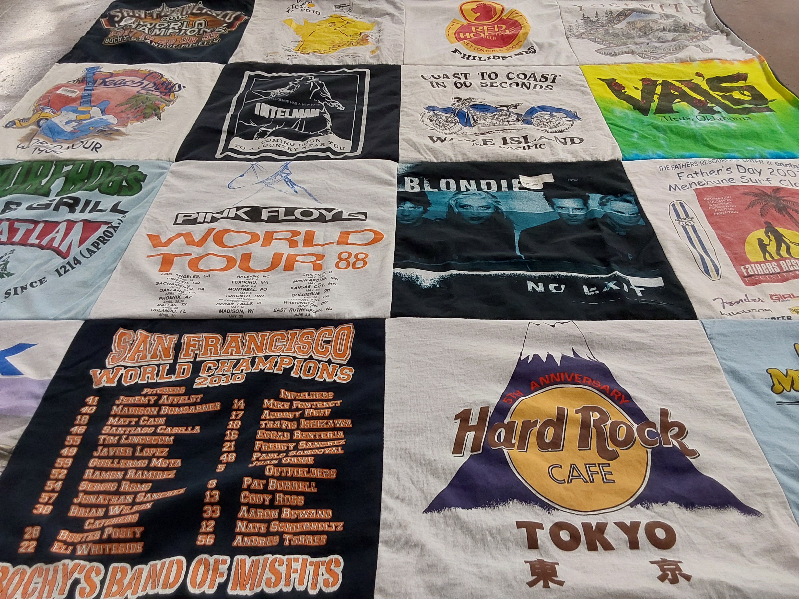T-shirt quilt with music, sports themes by Christopher J from PA