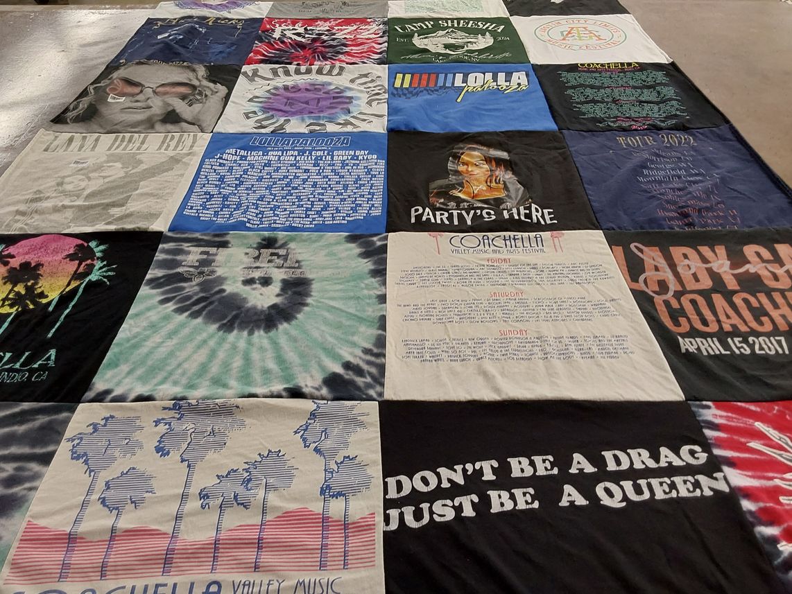 T-shirt quilt with music festivals, live music themes by Olivia from PA