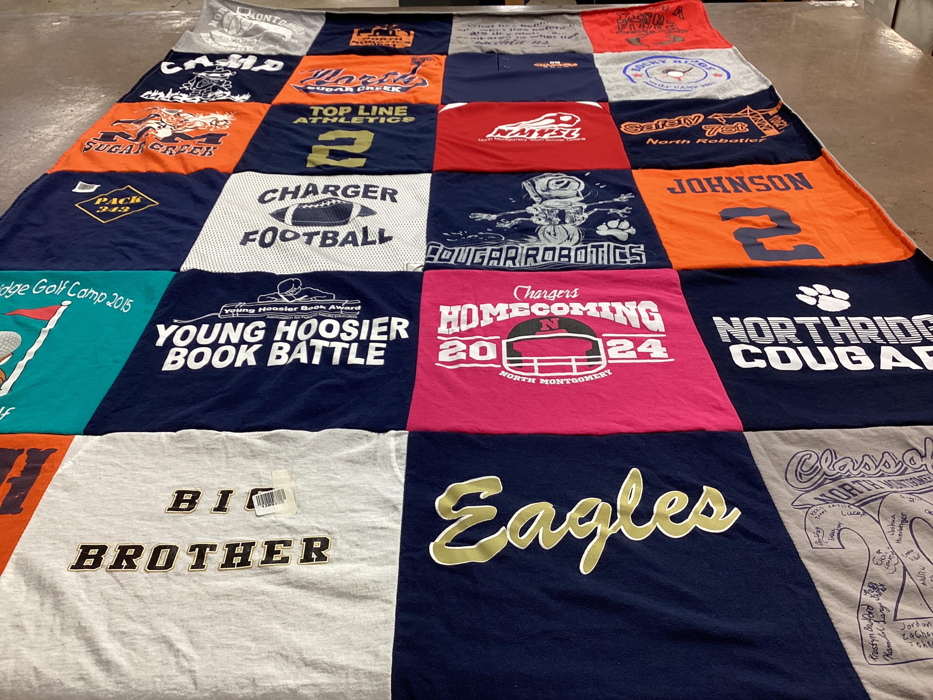 T-shirt quilt featuring charger football, eagles by Mandy from IN