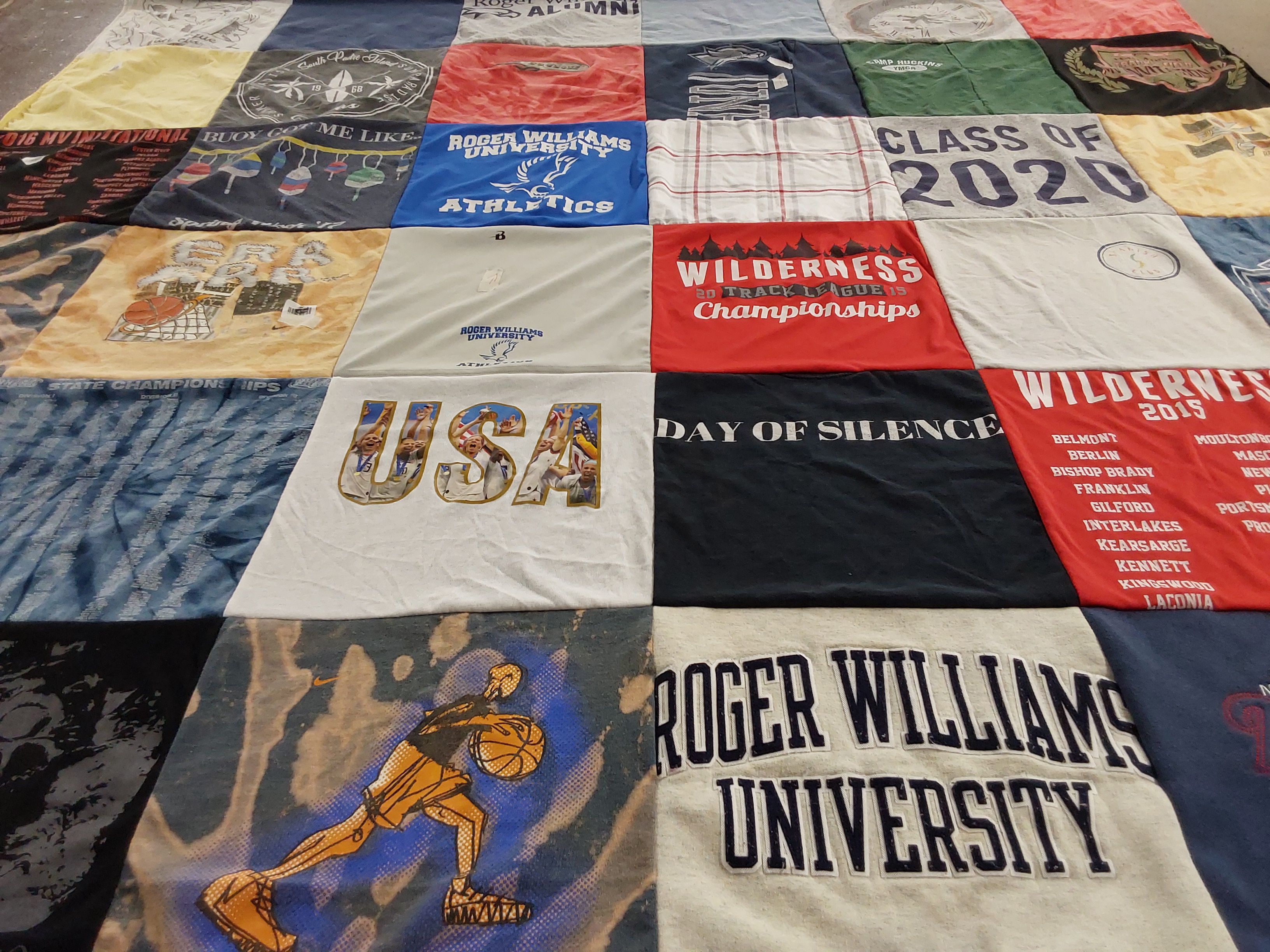 T-shirt quilt featuring roger williams university athletics by Dejanira from NH