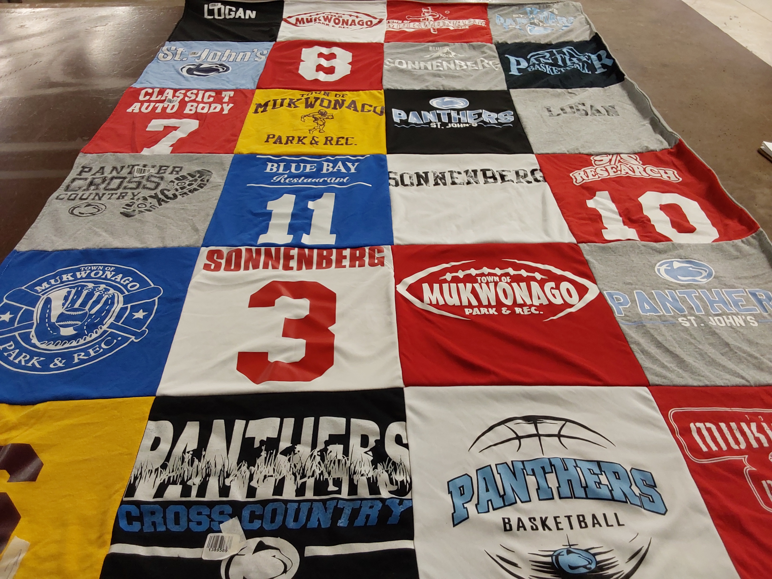 T-shirt quilt featuring panthers by Sarah from WI