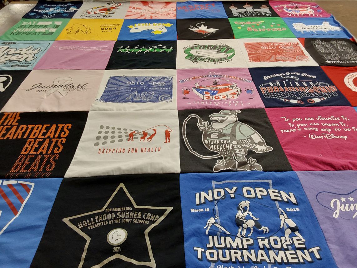 T-shirt quilt with jump rope, health themes by Nicole from OH