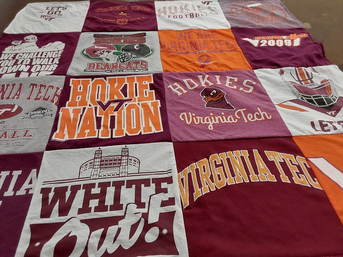 T-shirt quilt featuring virginia tech football by Amy from NC