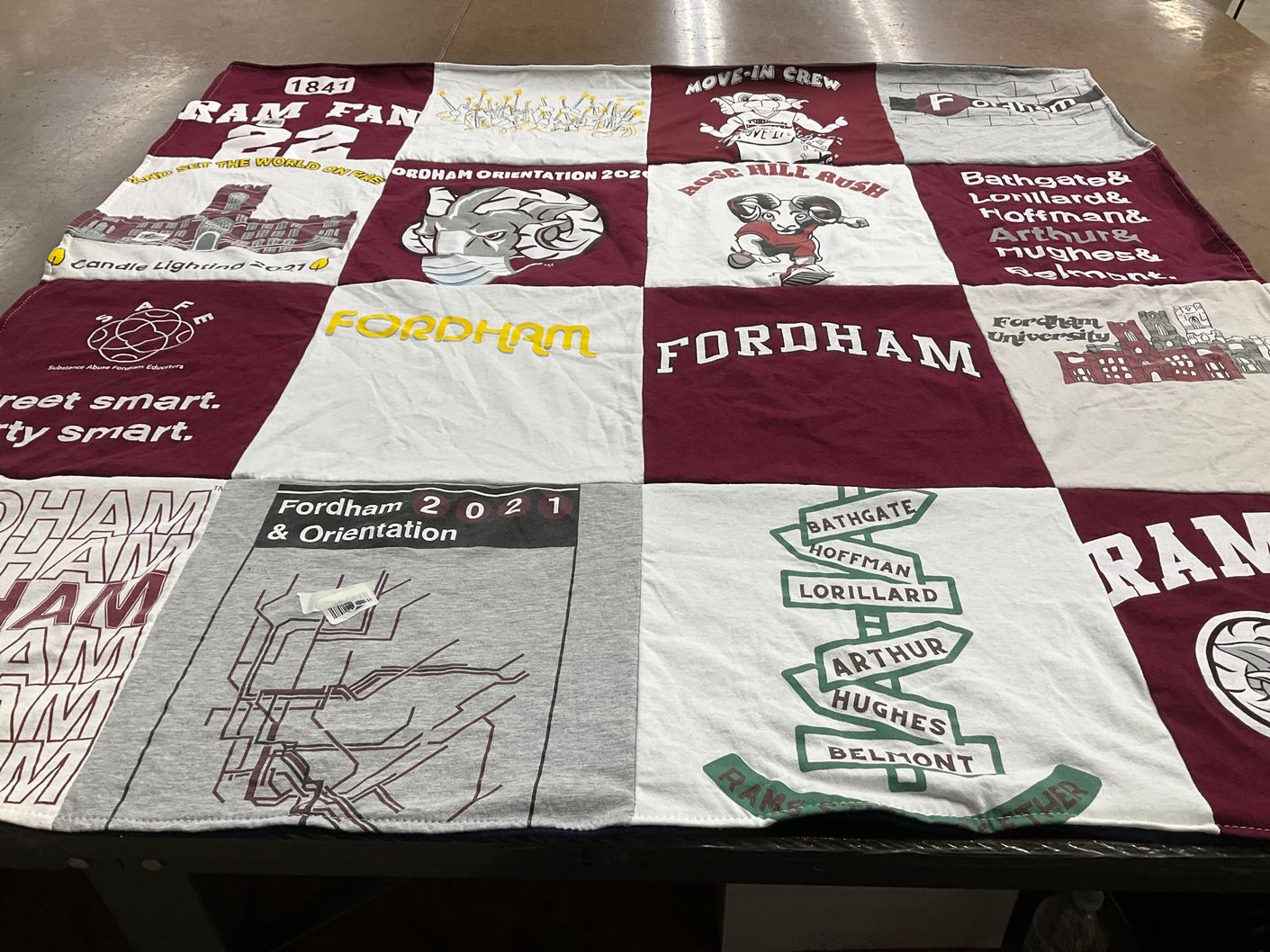 T-shirt quilt featuring fordham university by Kelly from PA
