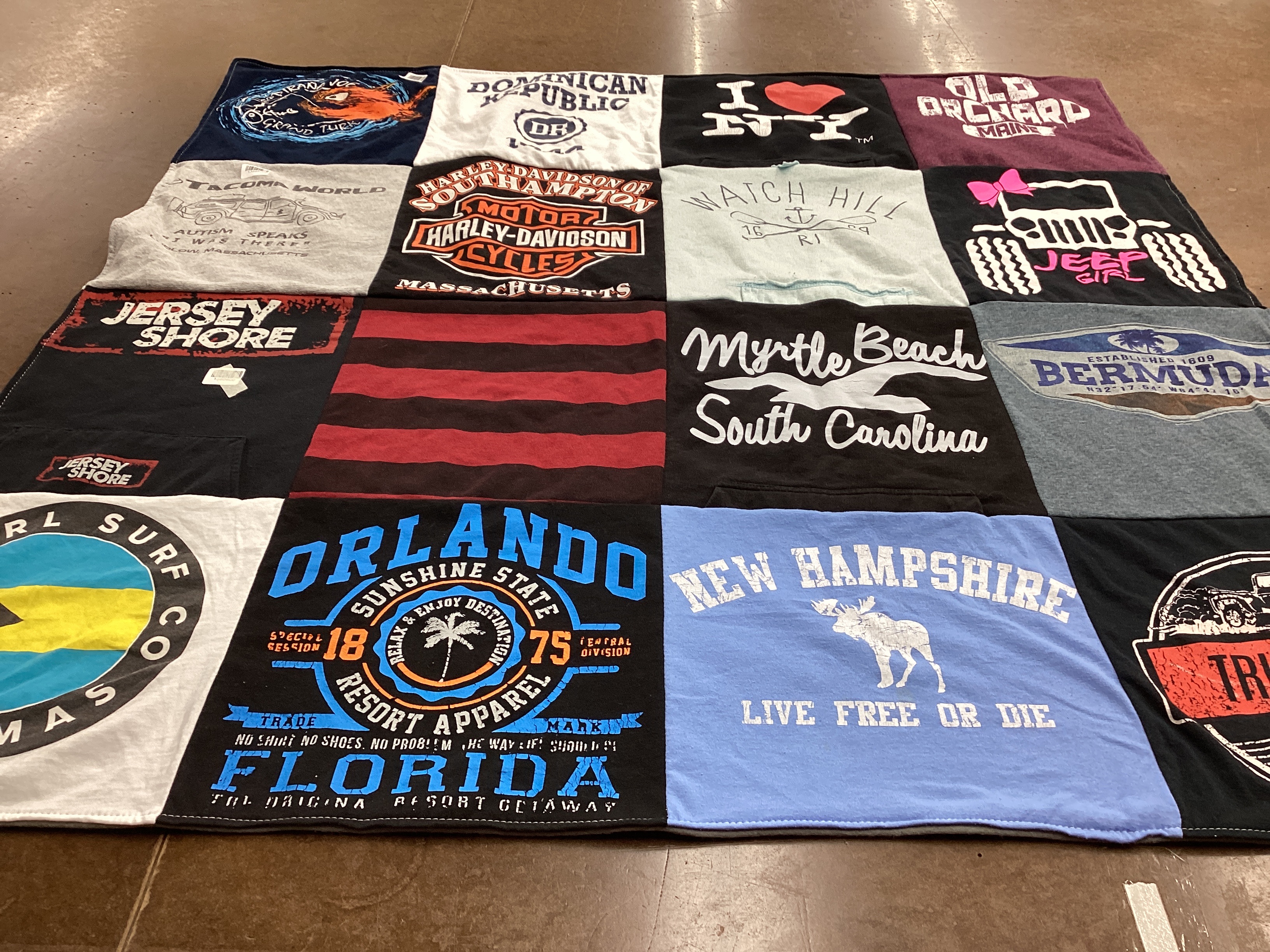 T-shirt quilt with travel, beach themes by Alyson from MA