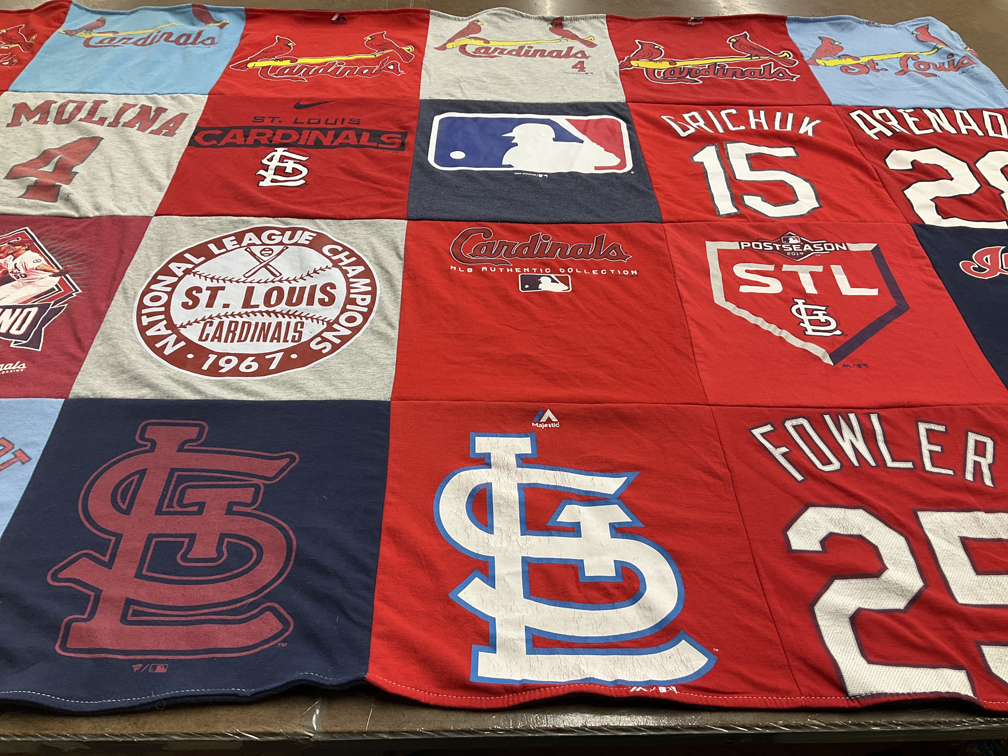 T-shirt quilt featuring st louis cardinals by Jennifer from PA