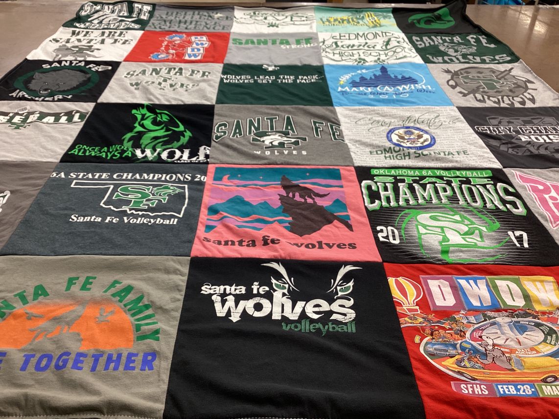 T-shirt quilt featuring santa fe volleyball by Maureen from OK
